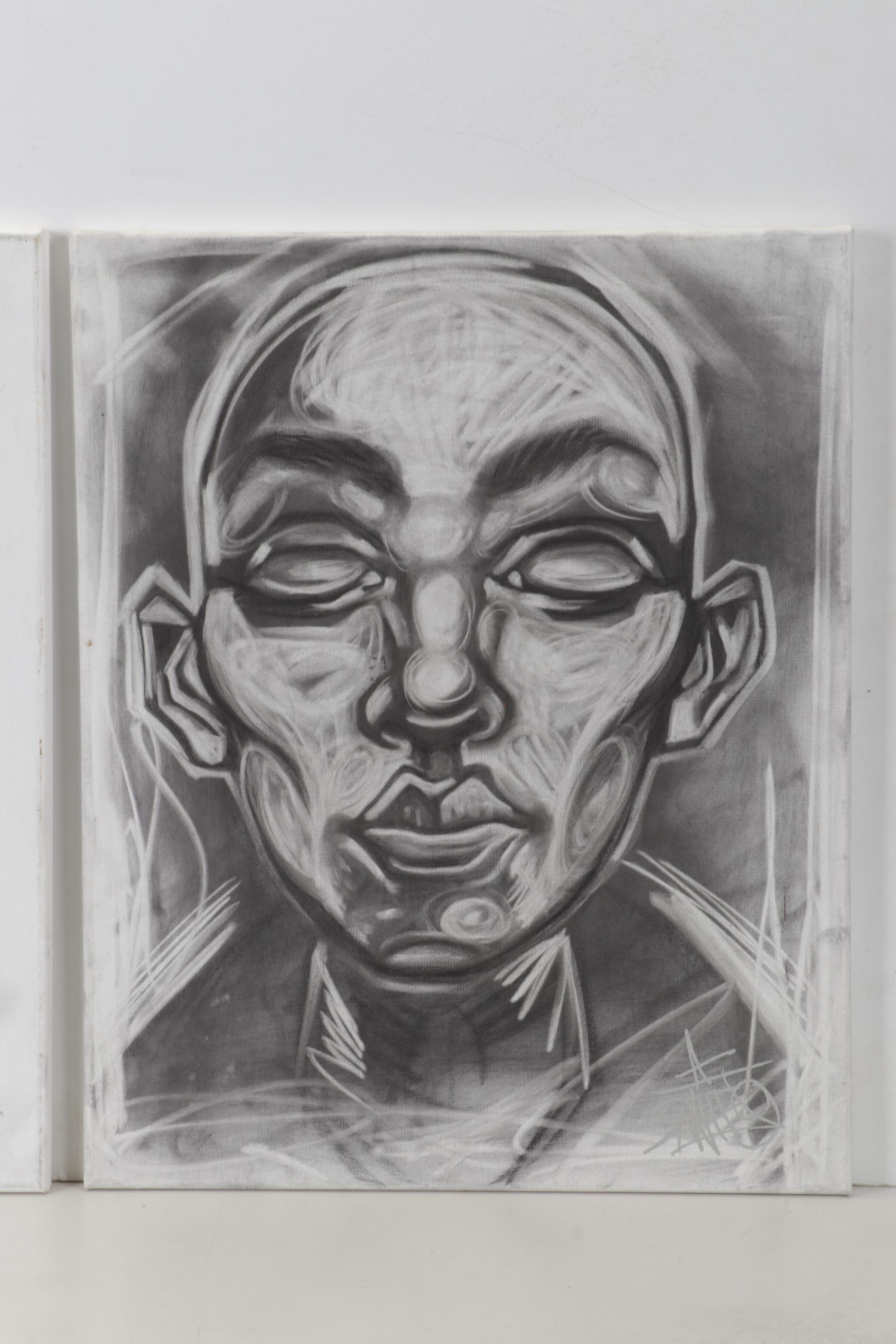 Swift Graffiti Folk Art Acrylic and Mixed Media Paintings, 21st Century