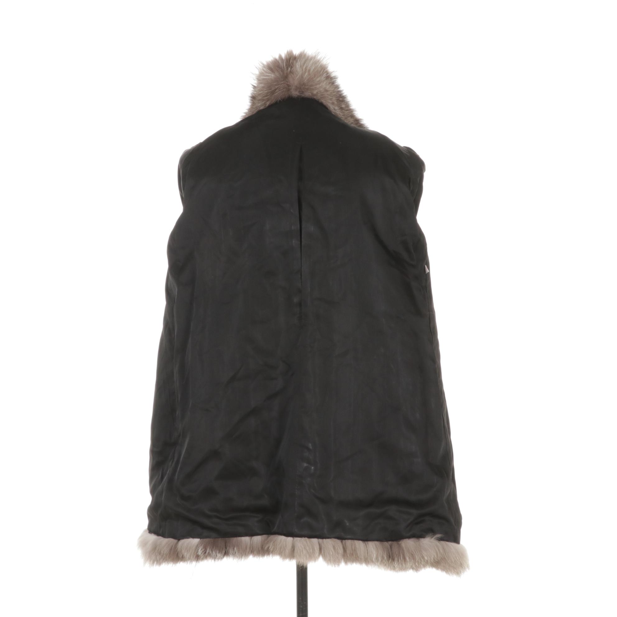 Crystal Fox Fur Open-Front Stroller Coat
