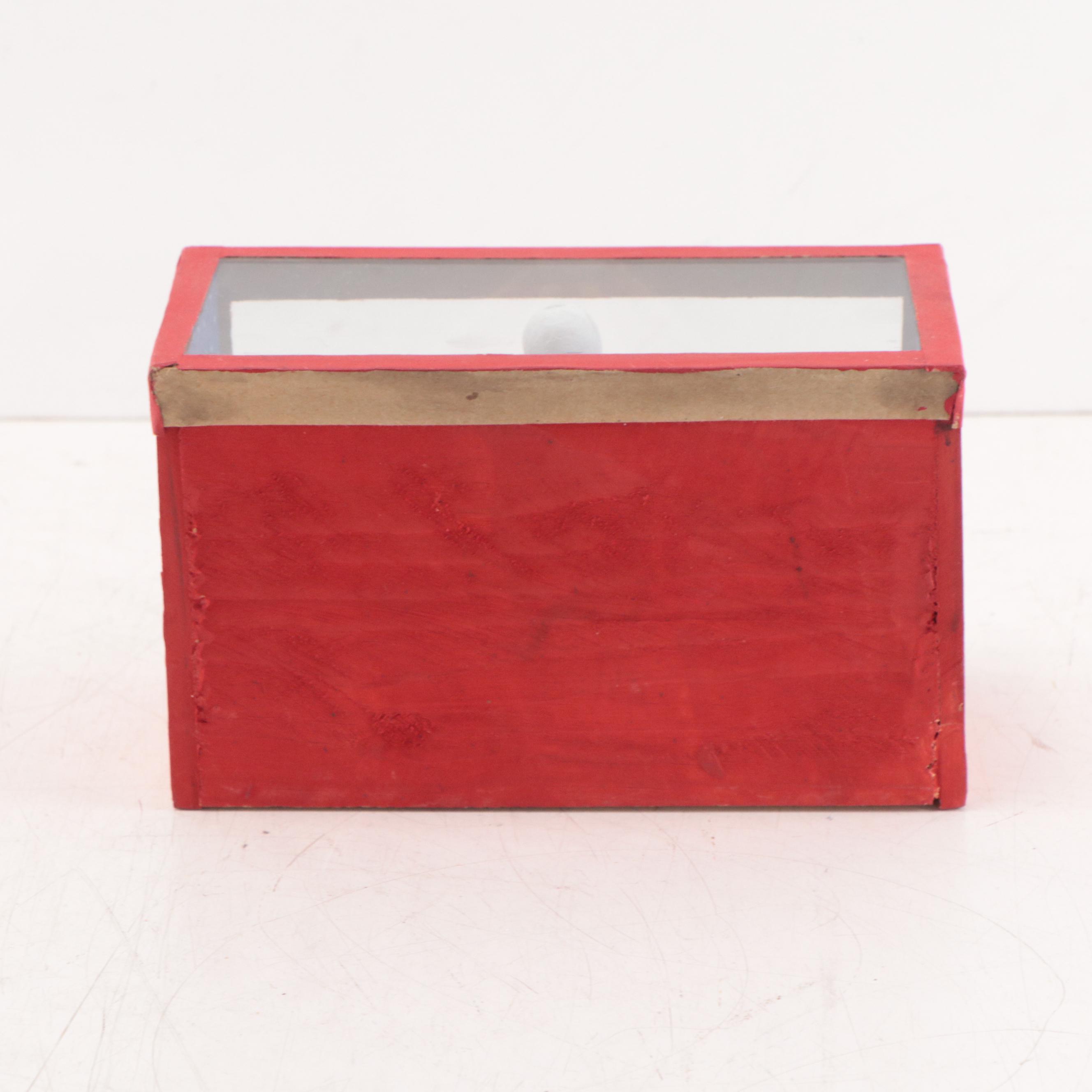 Mexican Folk Art Hand-Painted Wooden Diorama in Glass Box