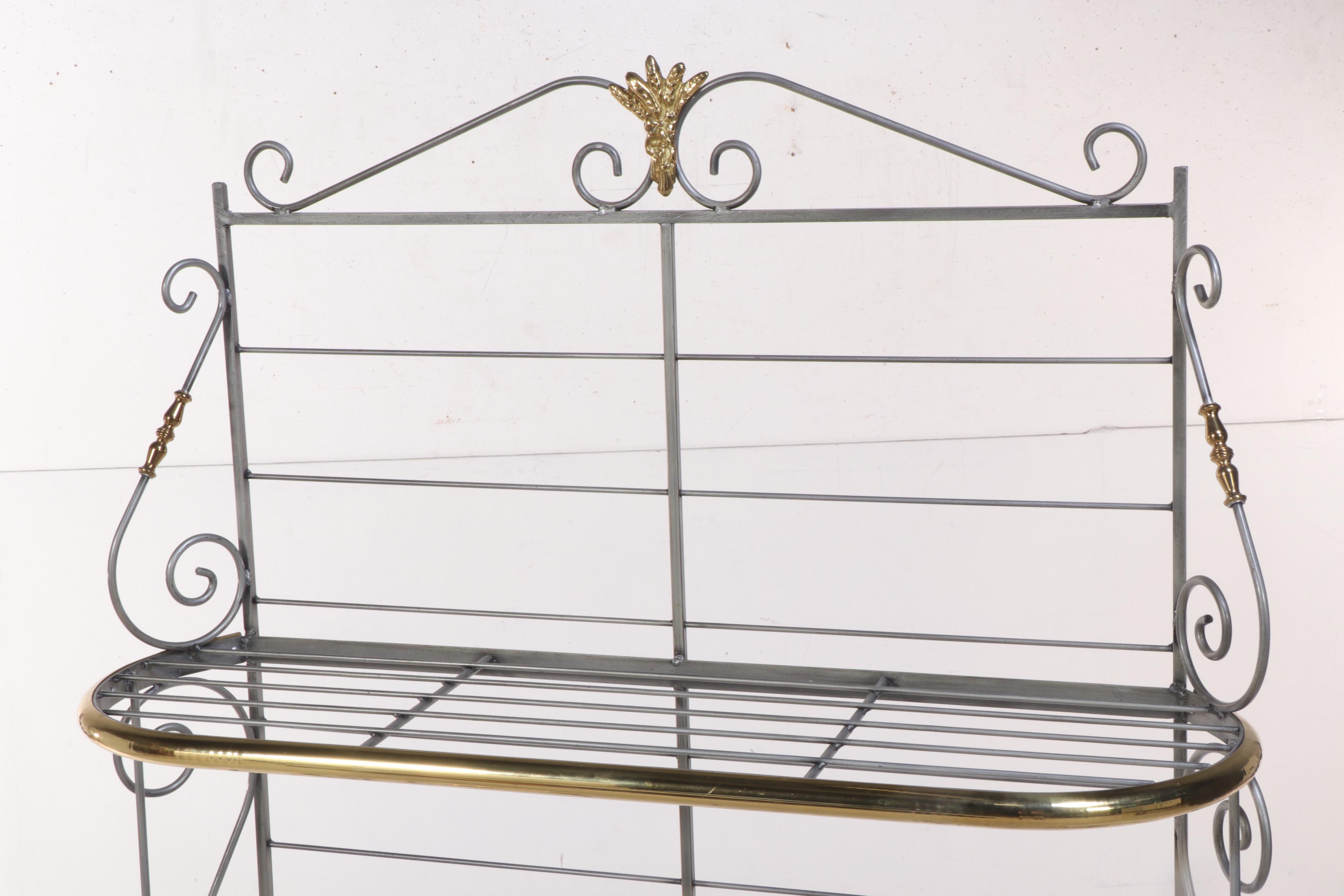 French Provincial Style Brass-Mounted Iron Three-Tier Baker's Rack