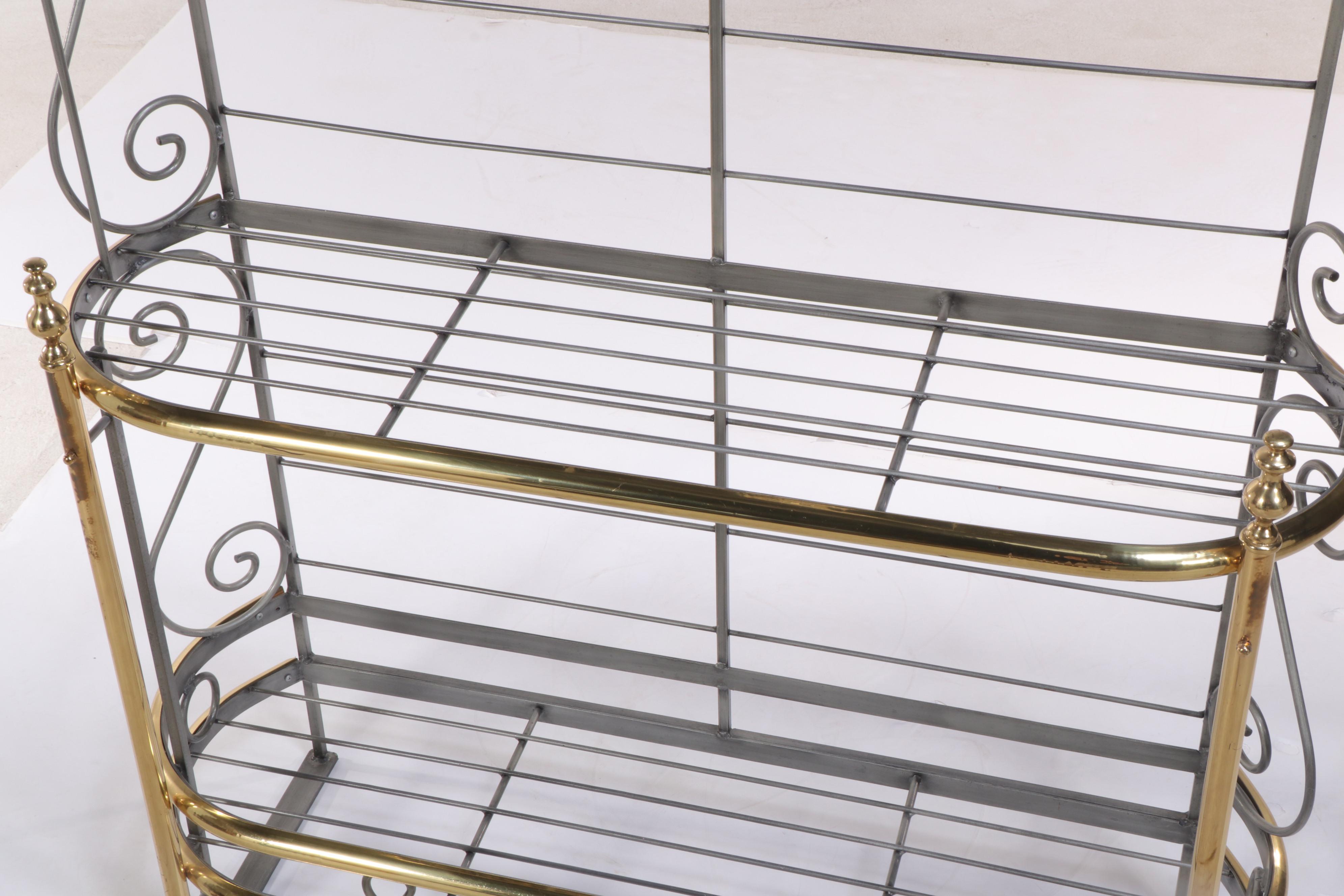 French Provincial Style Brass-Mounted Iron Three-Tier Baker's Rack