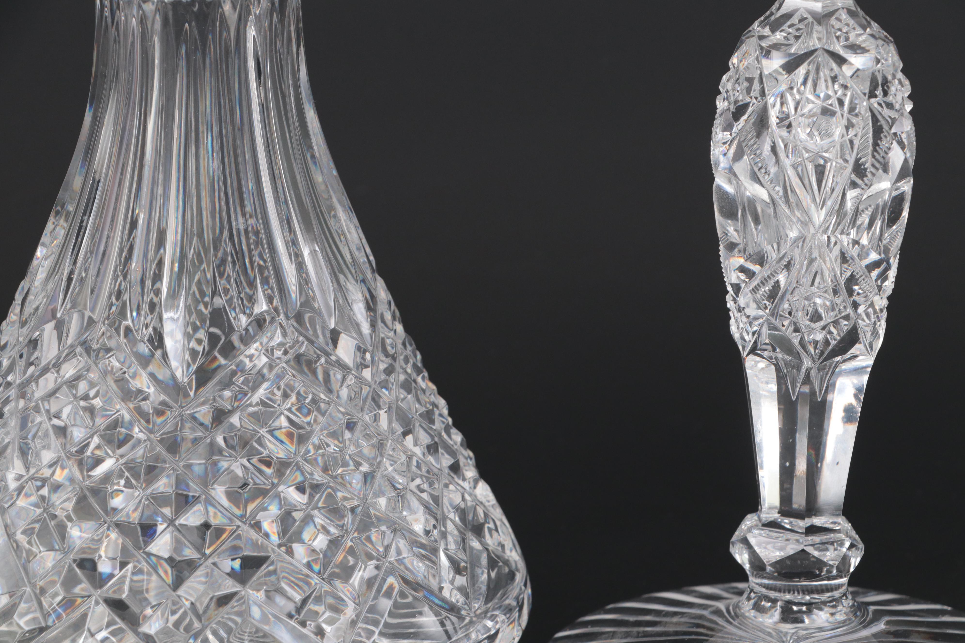 Waterford Crystal Vase, Ashtrays, Hawkes Glass Candlesticks, More Glassware