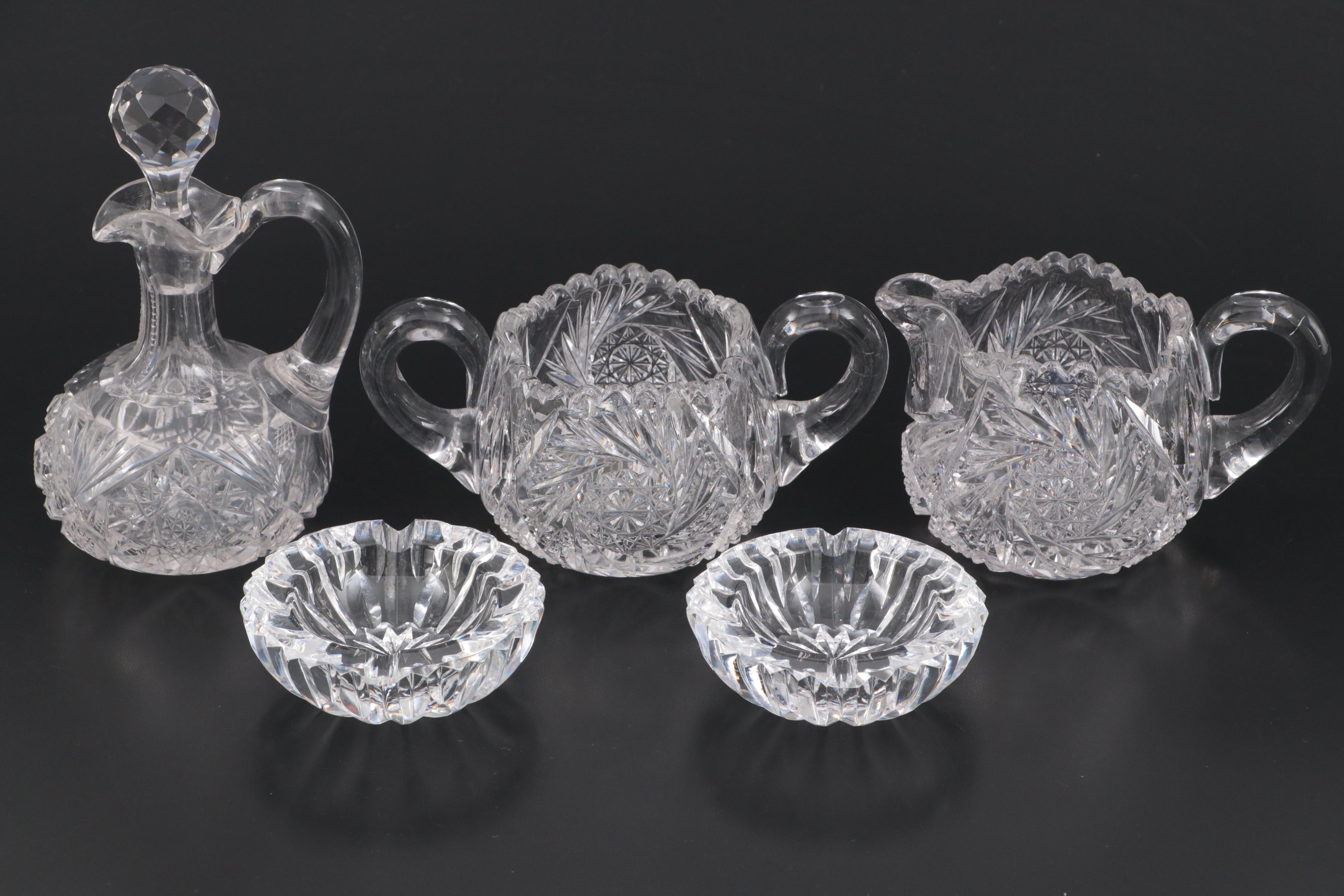 Waterford Crystal Vase, Ashtrays, Hawkes Glass Candlesticks, More Glassware