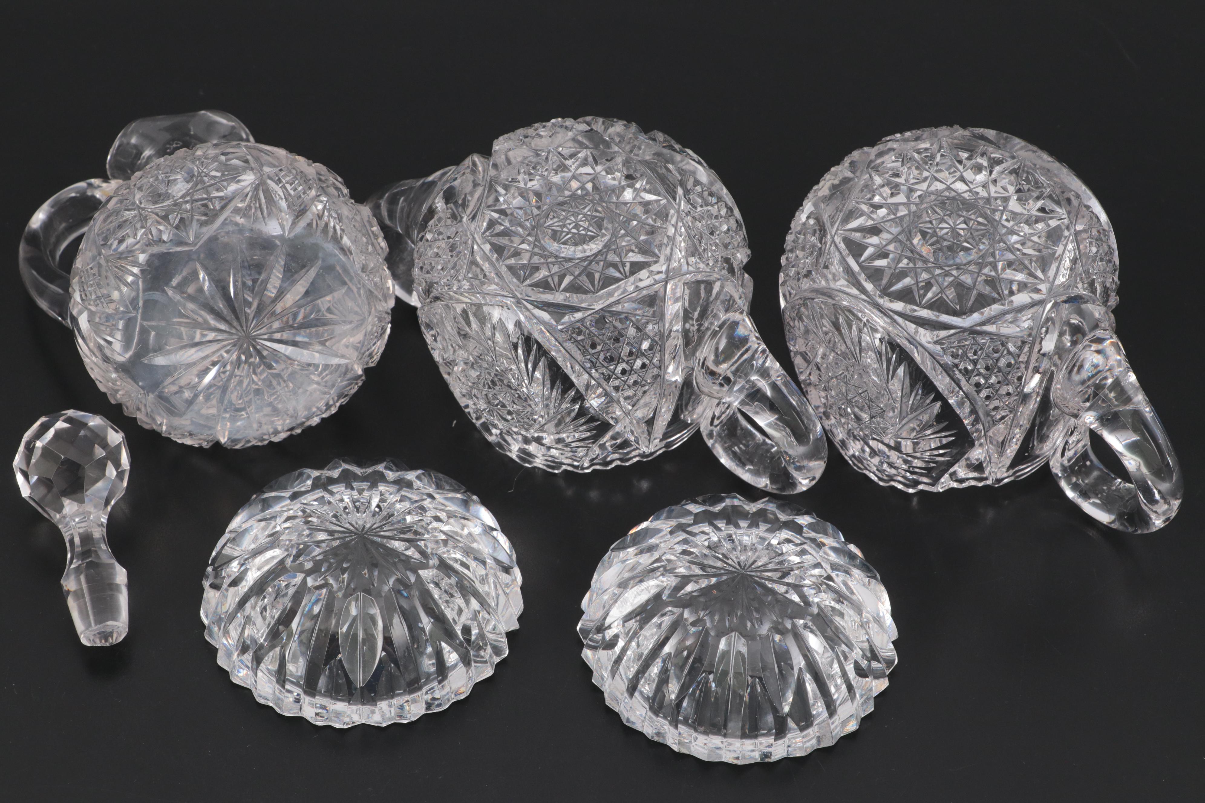 Waterford Crystal Vase, Ashtrays, Hawkes Glass Candlesticks, More Glassware