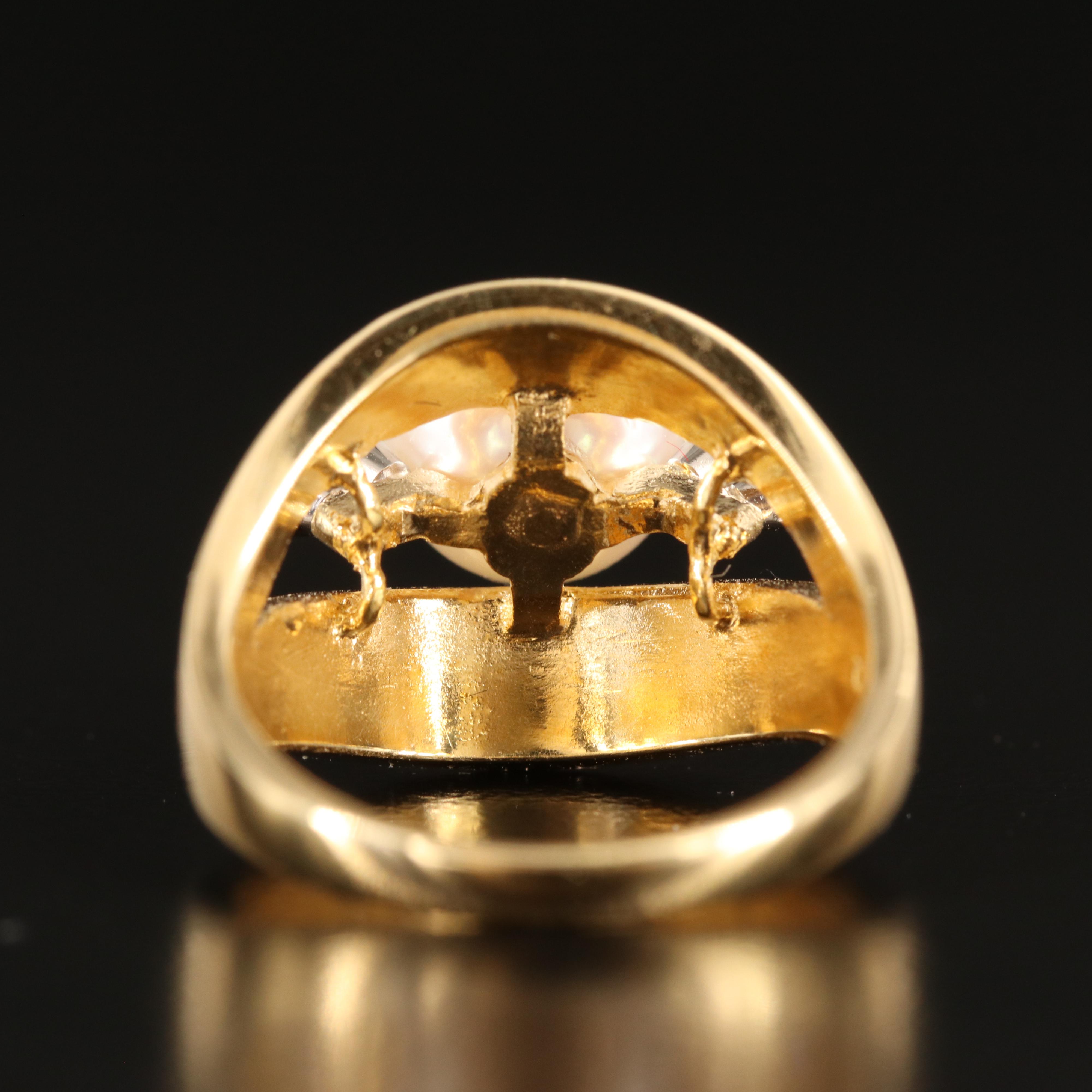 Mikimoto 18K Pearl, Diamond and Enamel Ring