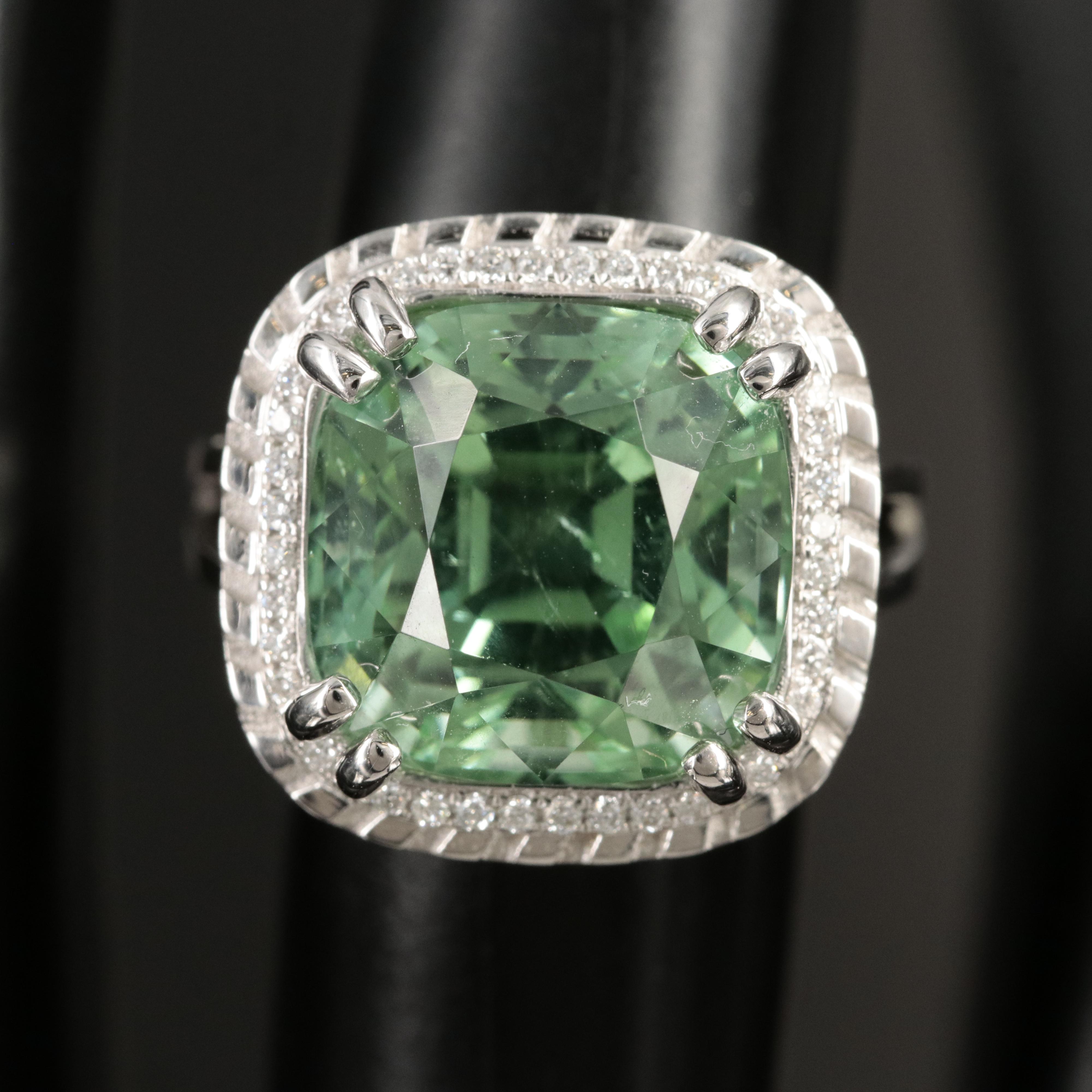 18K 13.64 CT Tourmaline and Diamond Ring