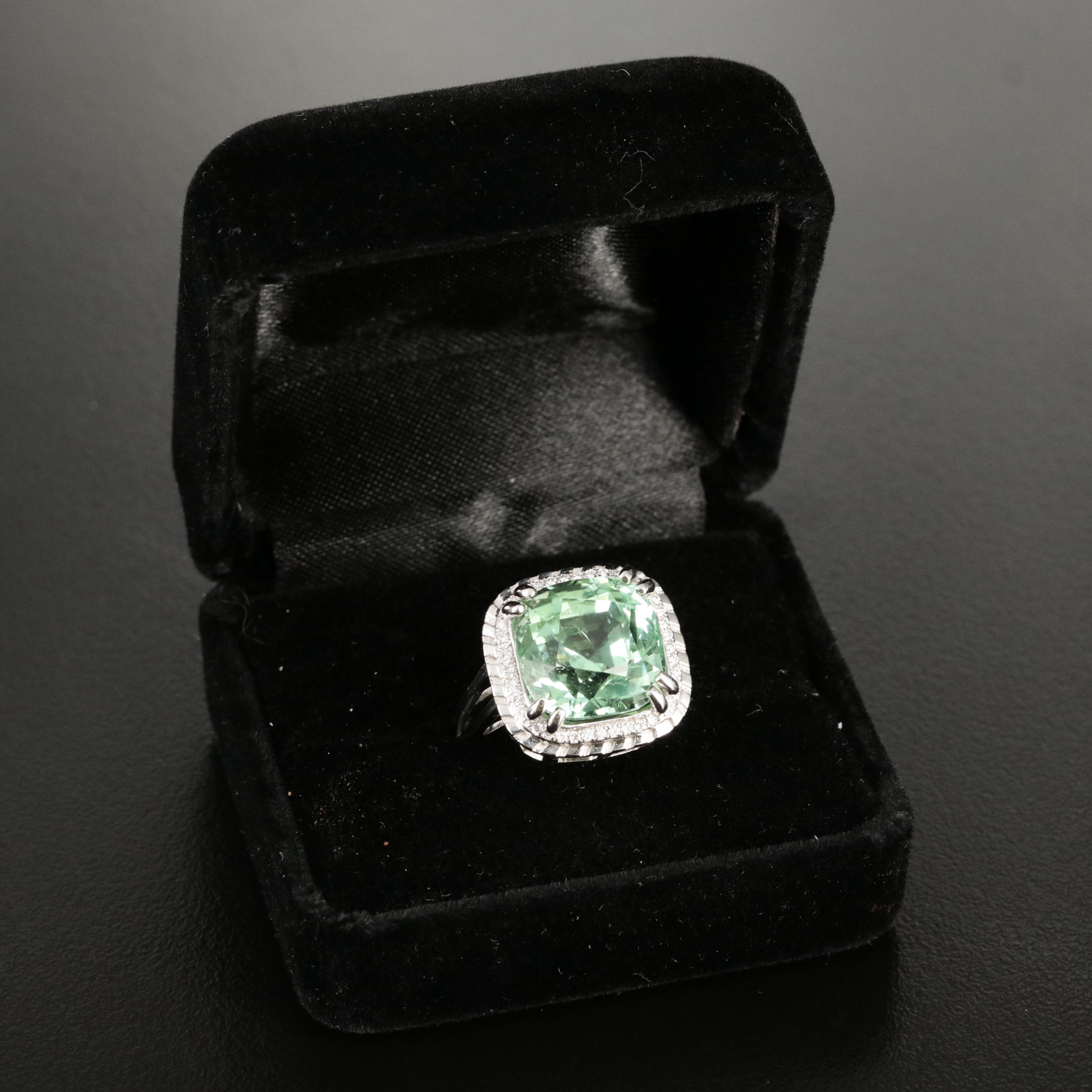 18K 13.64 CT Tourmaline and Diamond Ring