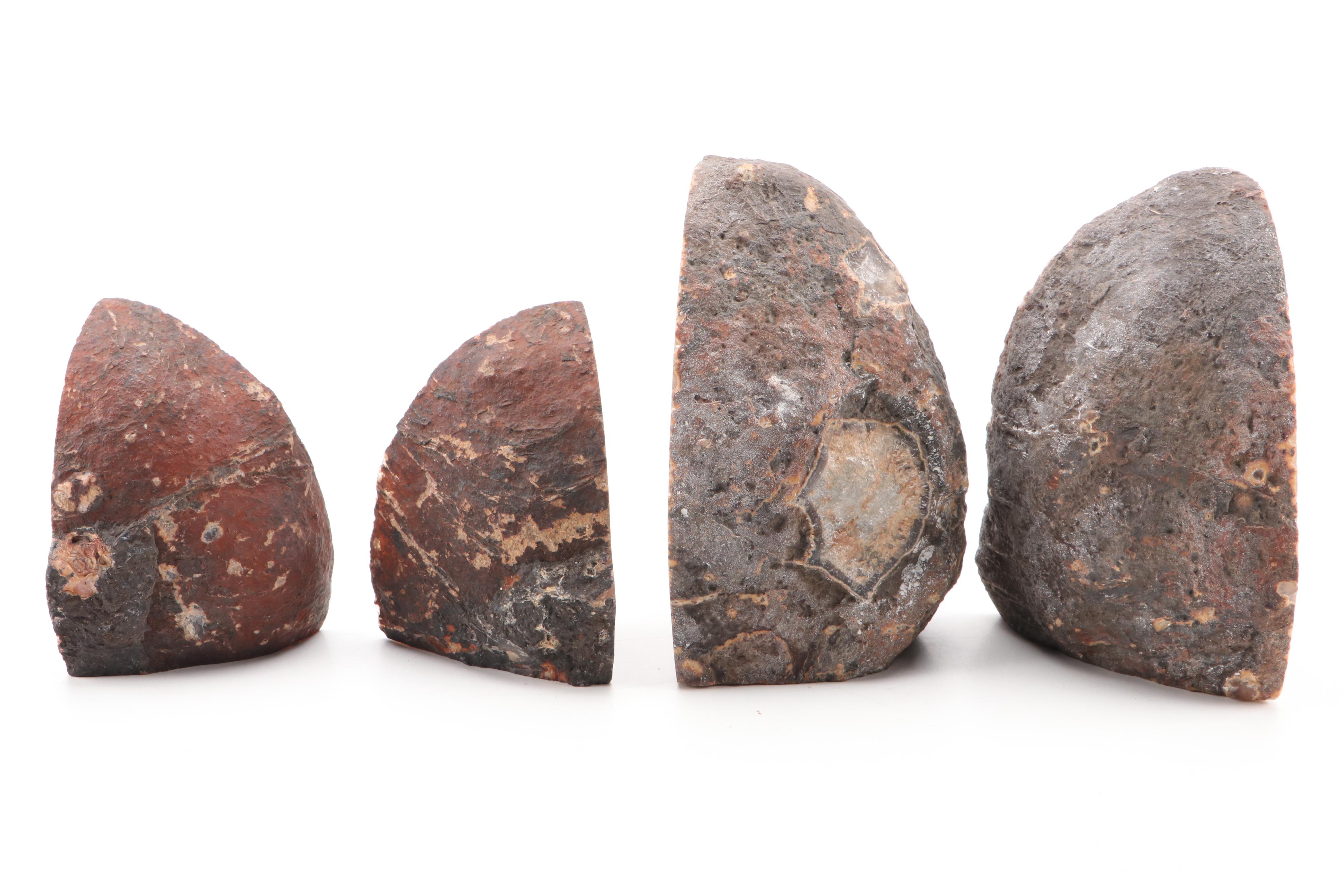 Sard Stone, Carnelian, Banded Agate and Quartz Bookends and Slabs