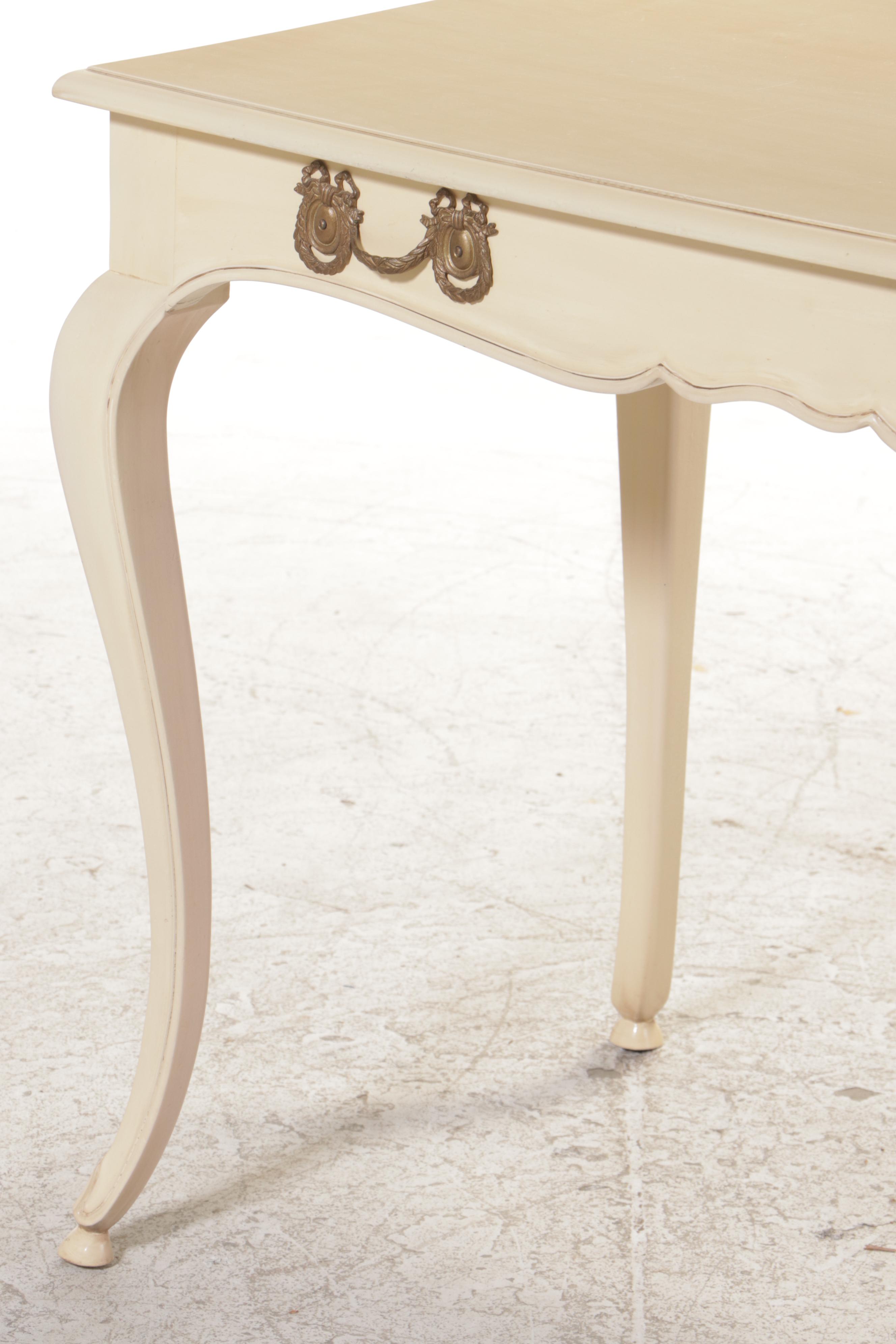 Trouvailles Inc. Louis XV Style Cream-Painted Bureau, Late 20th Century