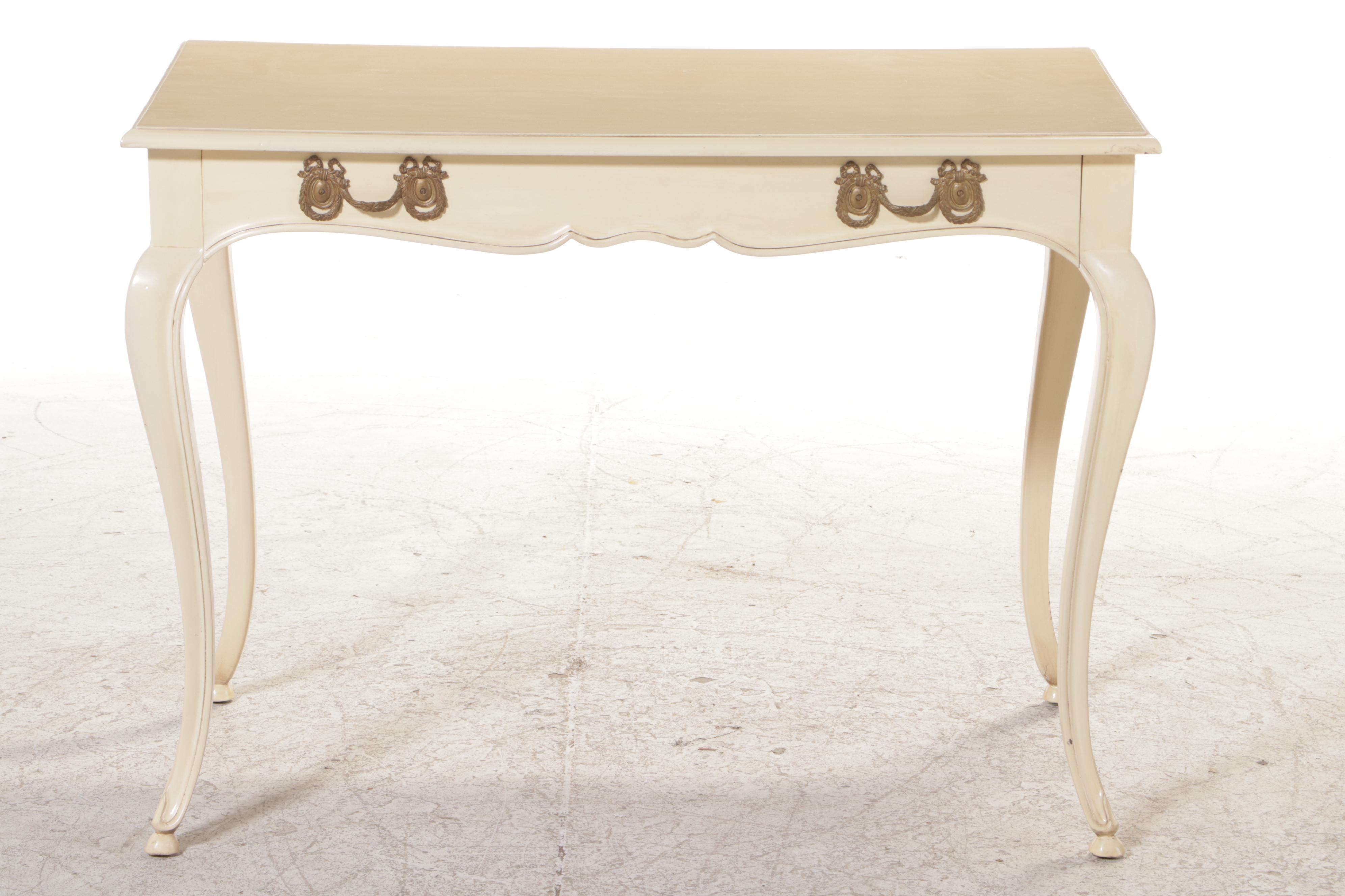 Trouvailles Inc. Louis XV Style Cream-Painted Bureau, Late 20th Century
