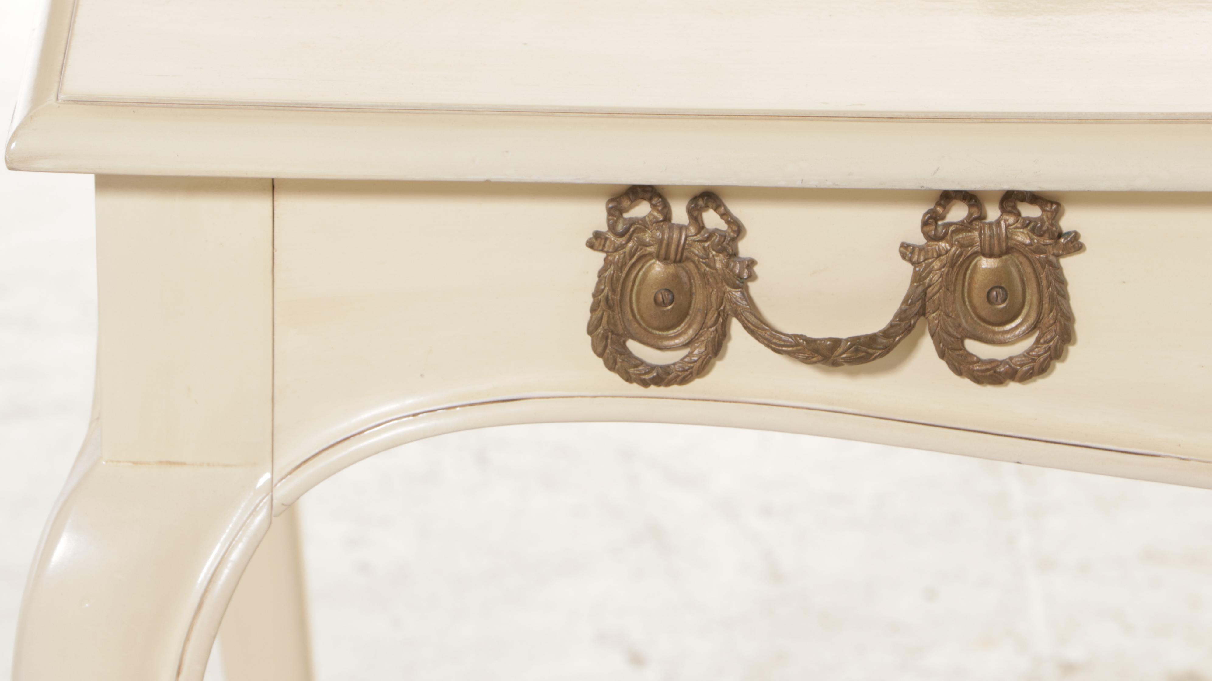 Trouvailles Inc. Louis XV Style Cream-Painted Bureau, Late 20th Century