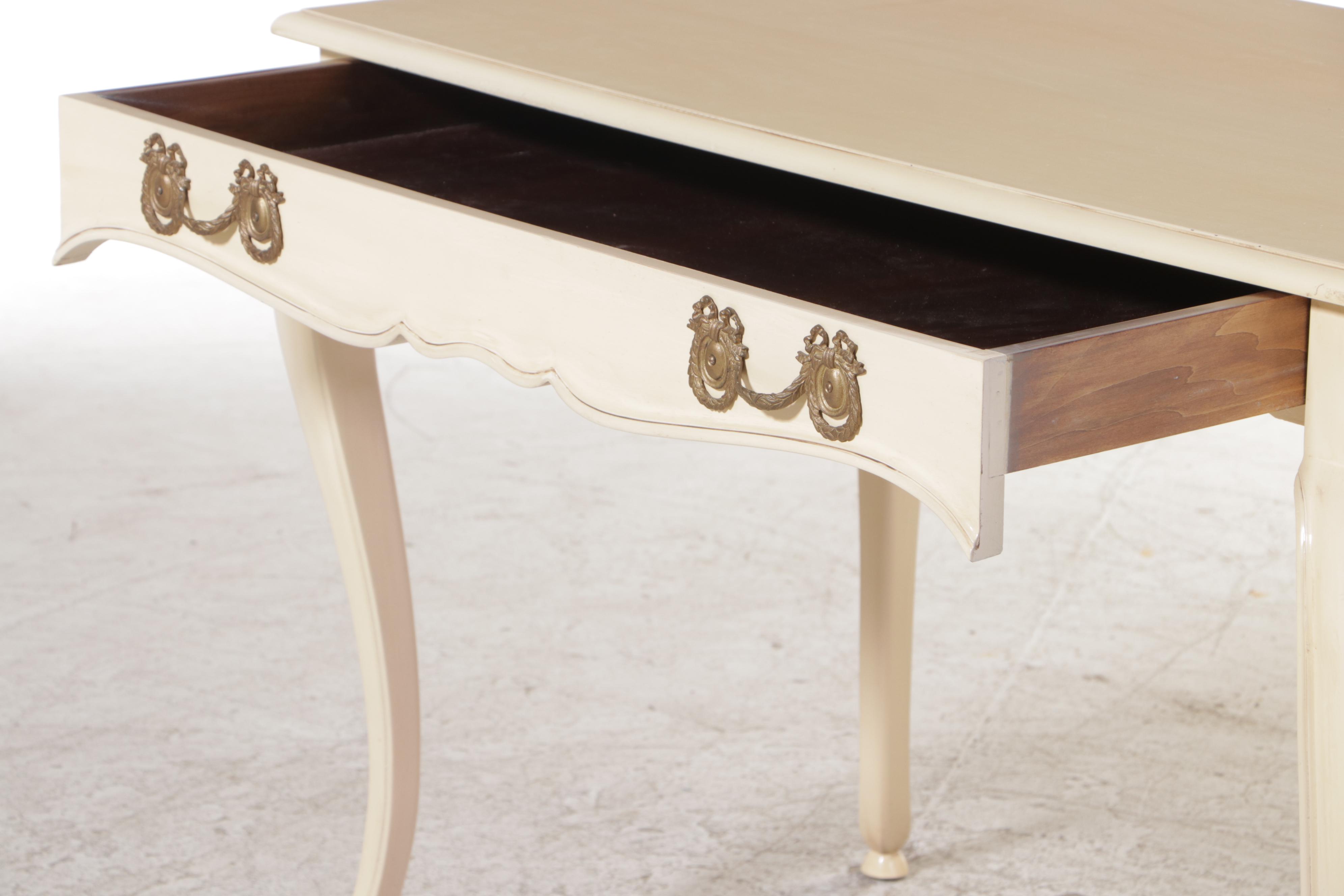 Trouvailles Inc. Louis XV Style Cream-Painted Bureau, Late 20th Century