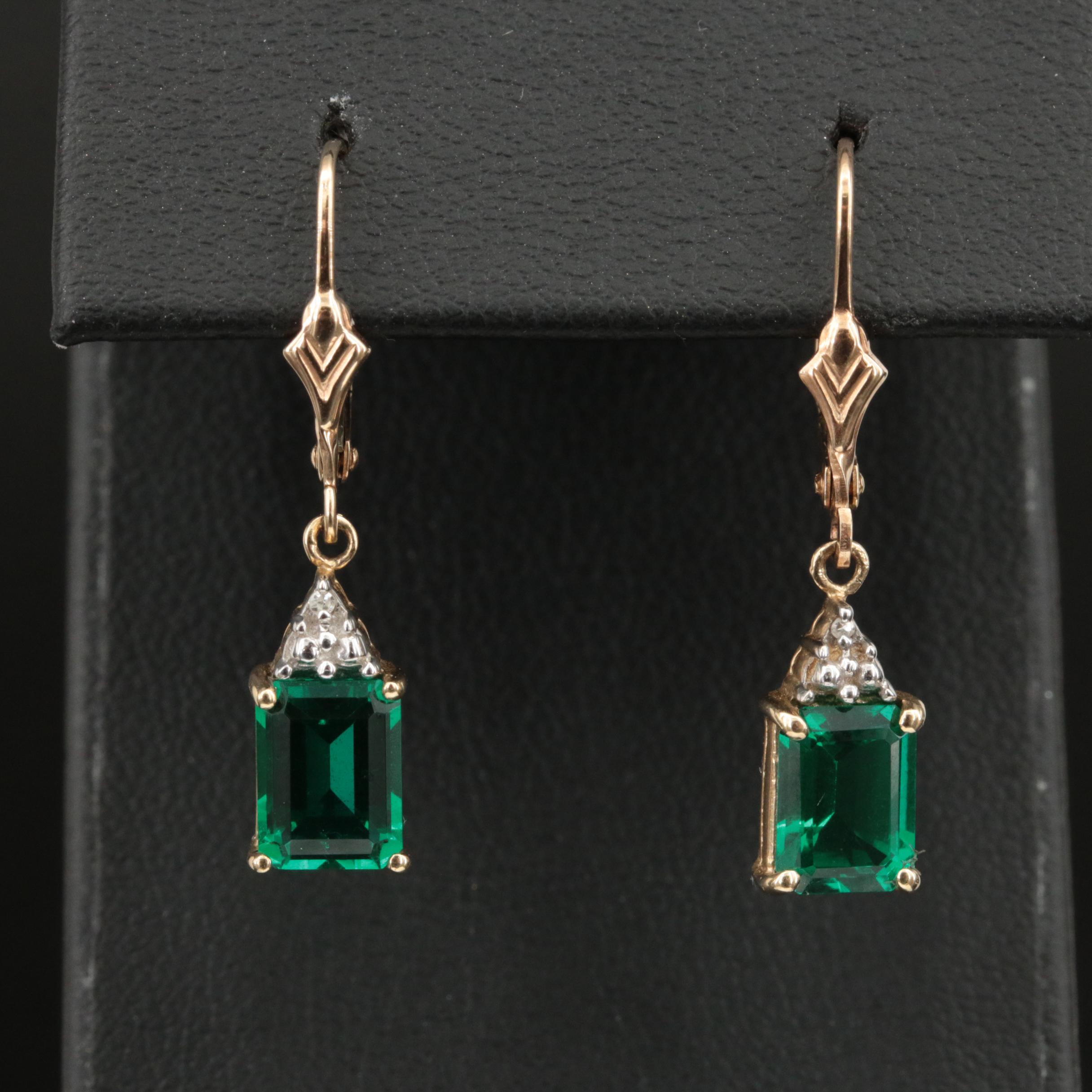10K Emerald and Diamond Earrings
