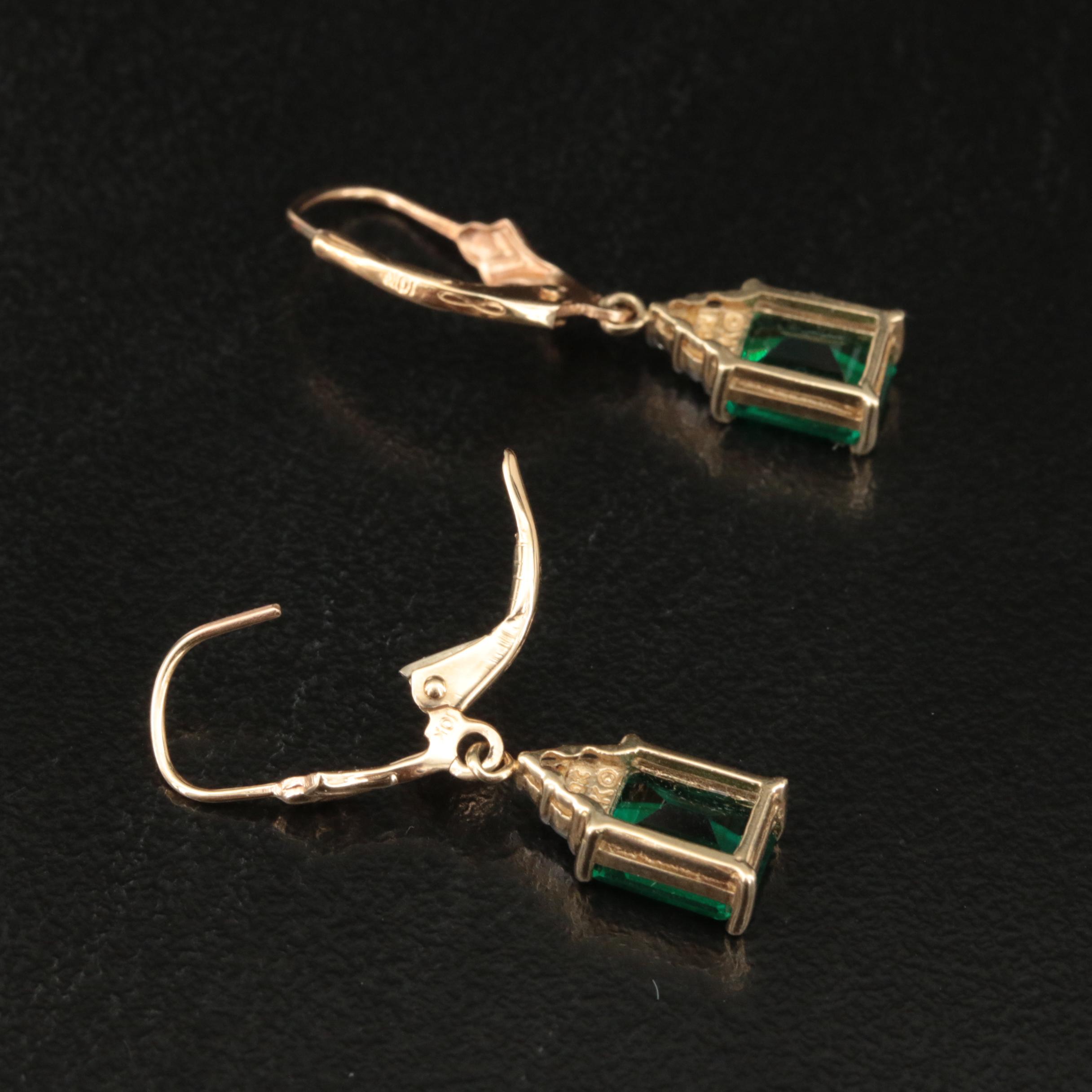 10K Emerald and Diamond Earrings