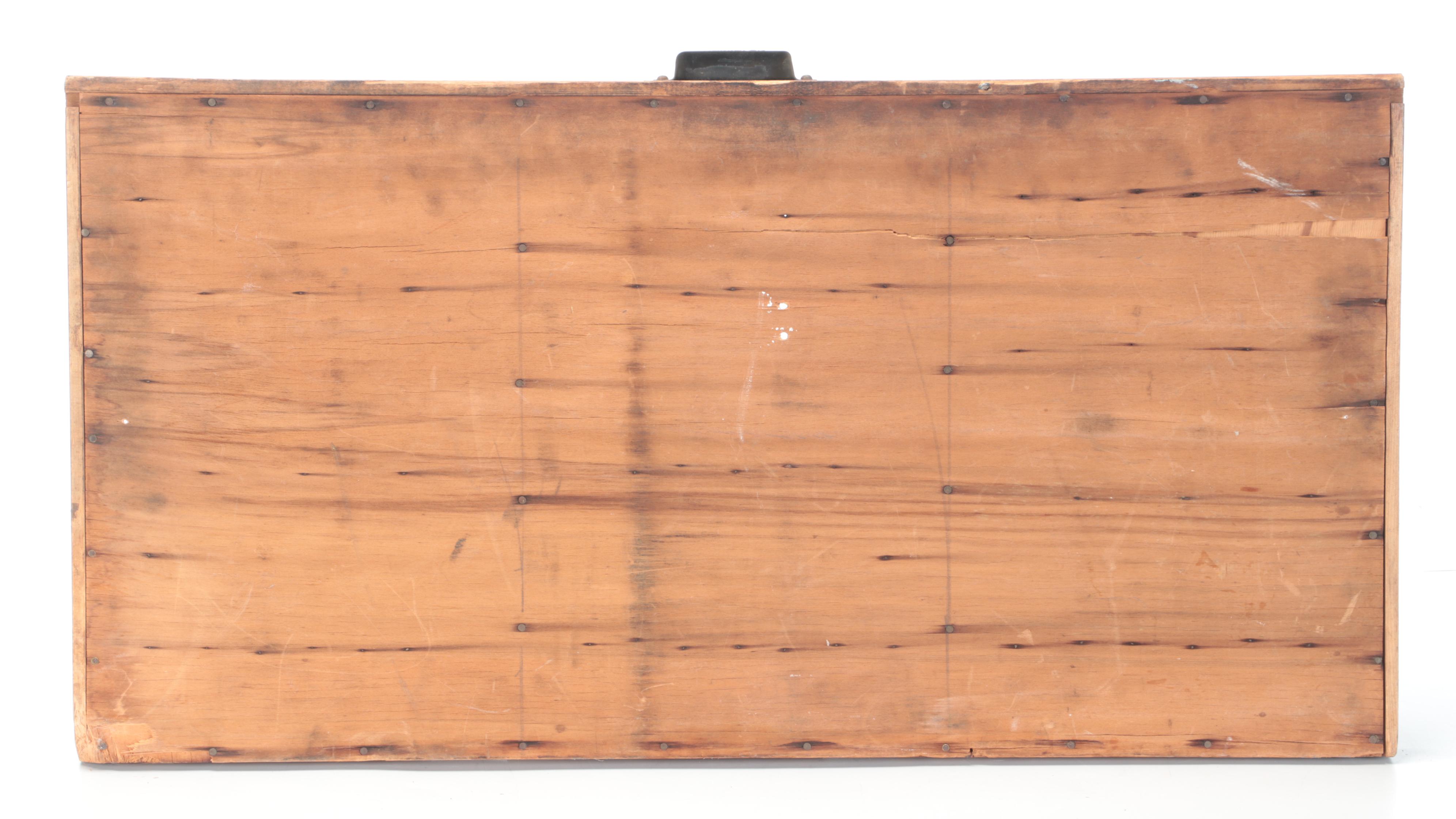 Wooden Printers Trays With Portable Typeset Box, Early to Mid-20th Century