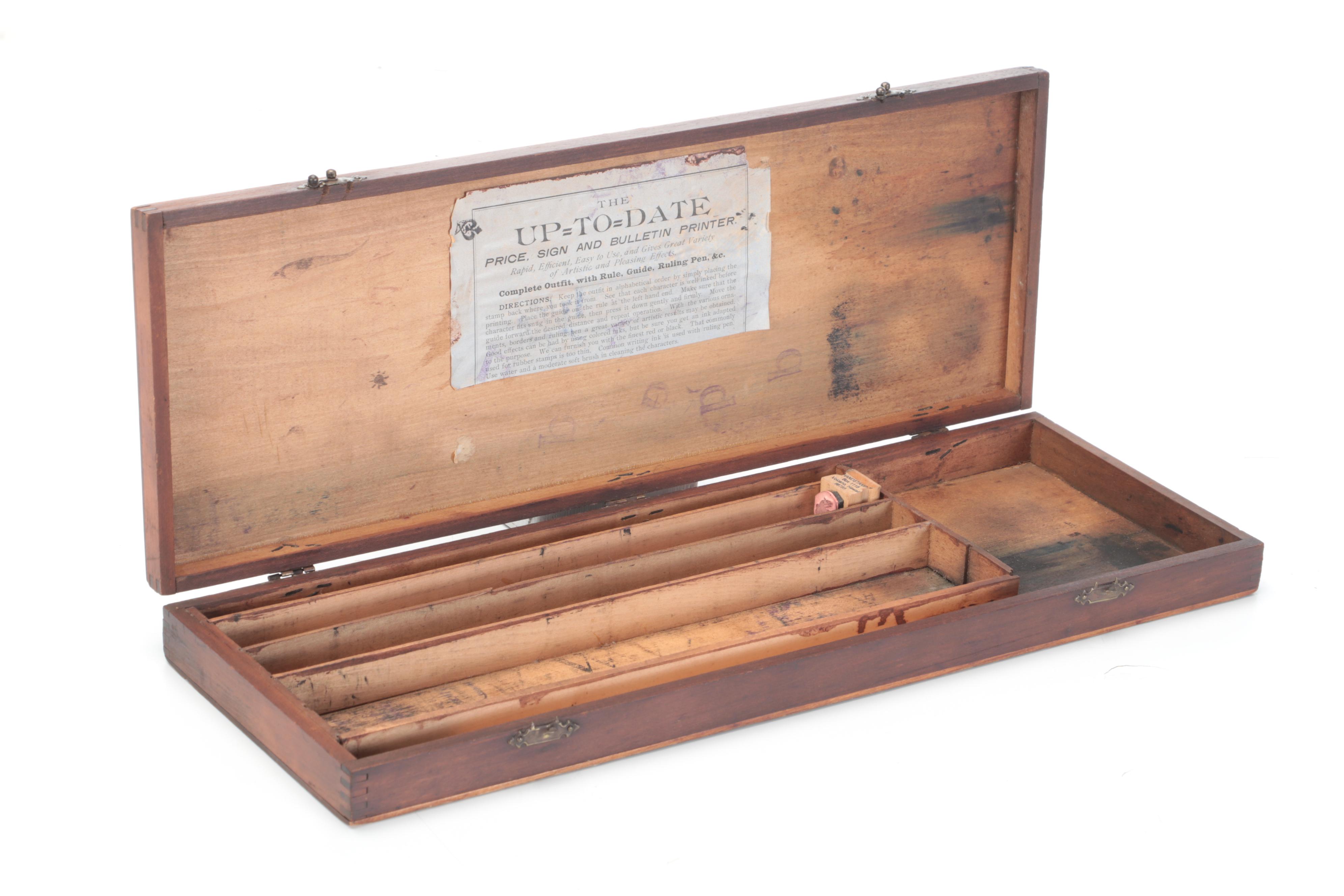 Wooden Printers Trays With Portable Typeset Box, Early to Mid-20th Century