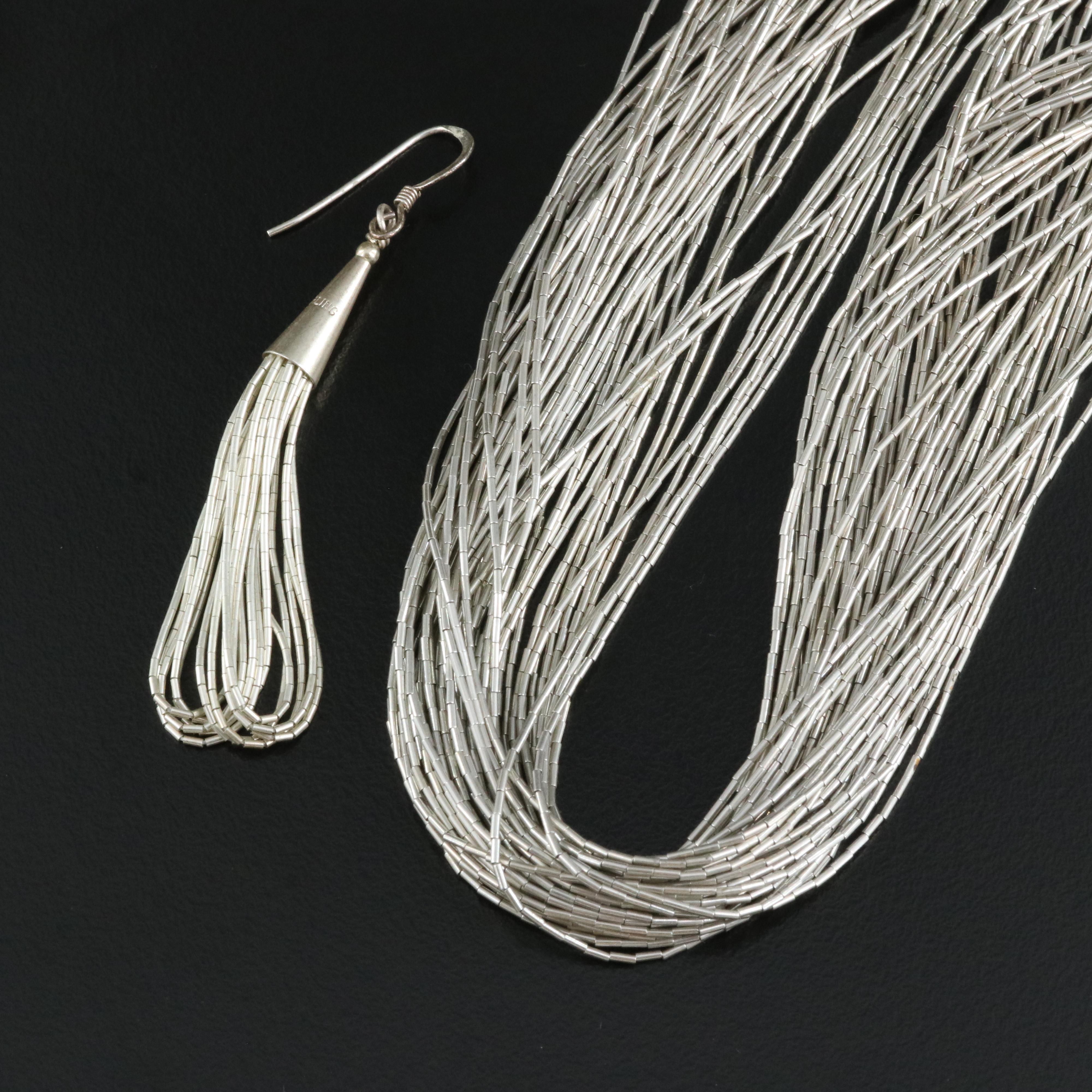 Sterling Liquid Silver Necklace and Earring Set