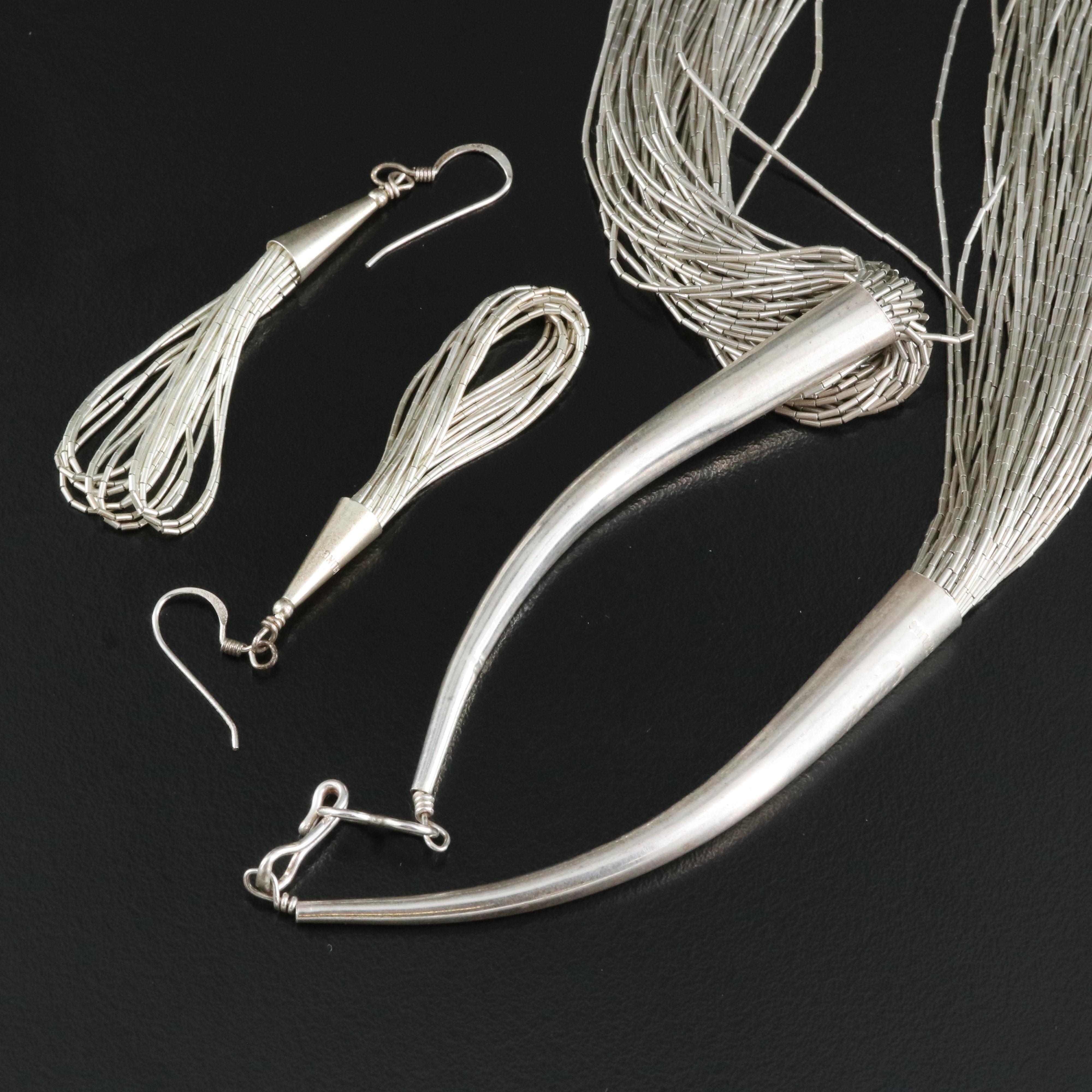 Sterling Liquid Silver Necklace and Earring Set