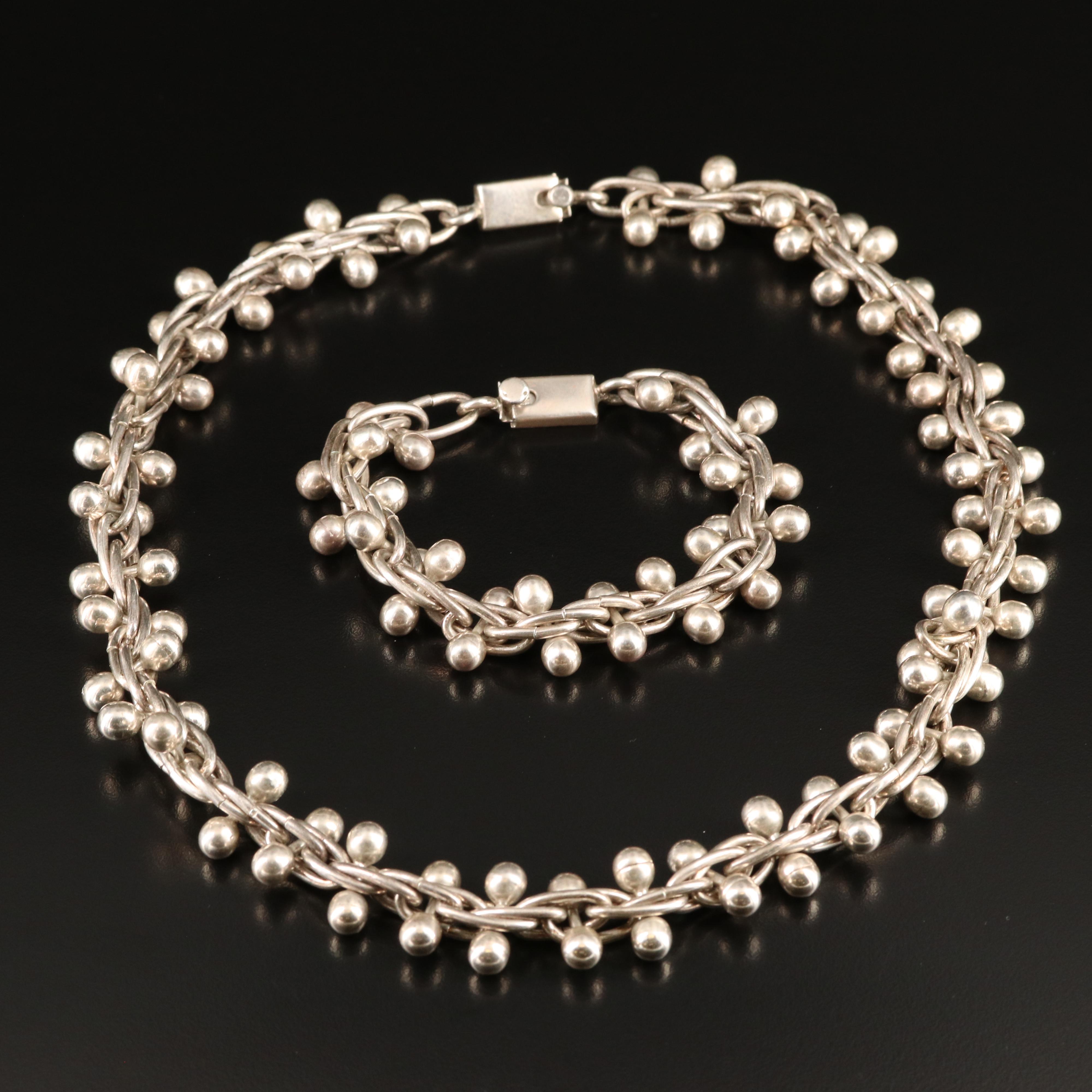 Vintage Mexican Sterling Necklace and Bracelet