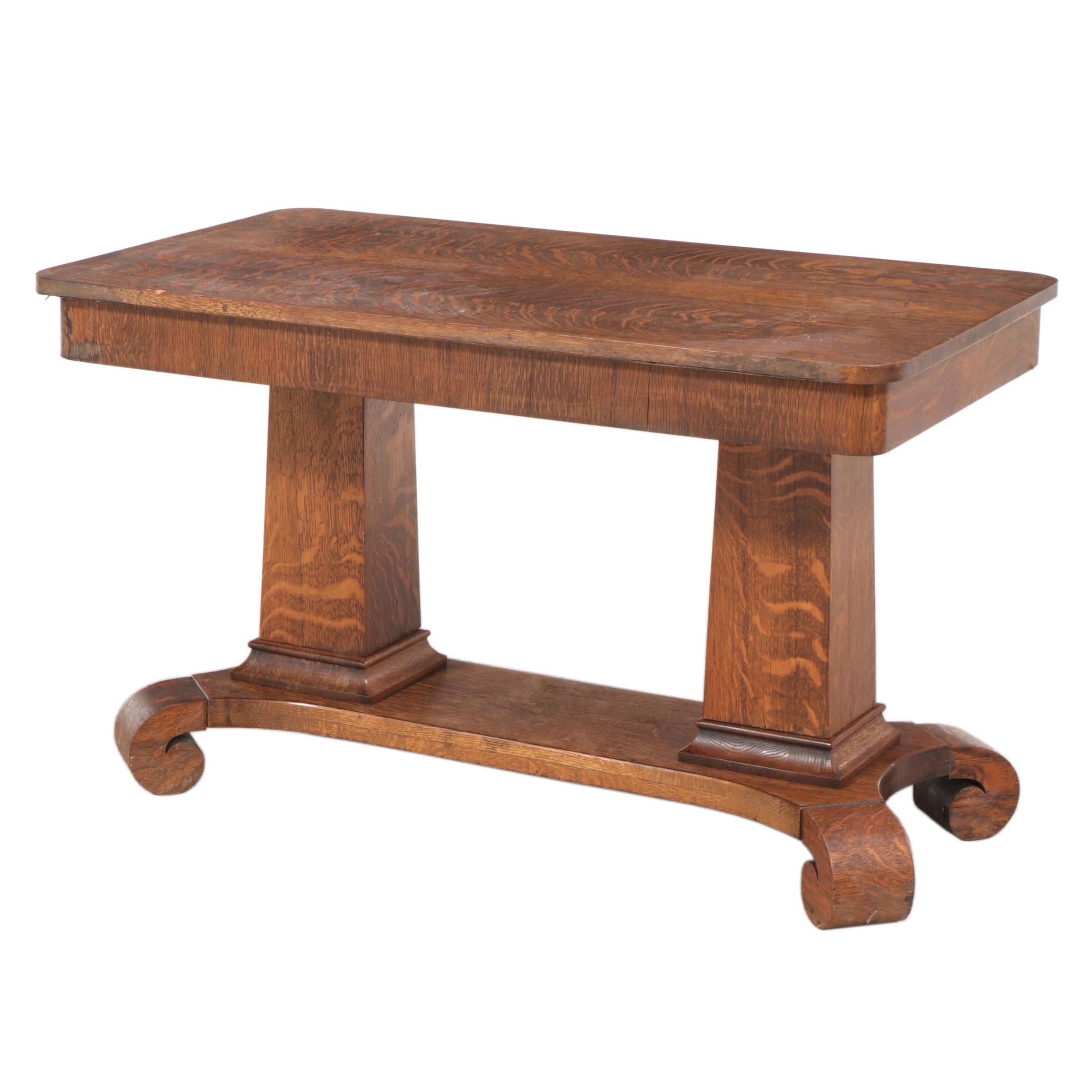 H.P. Robertson Victorian Quarter-Sawn Oak Library Table