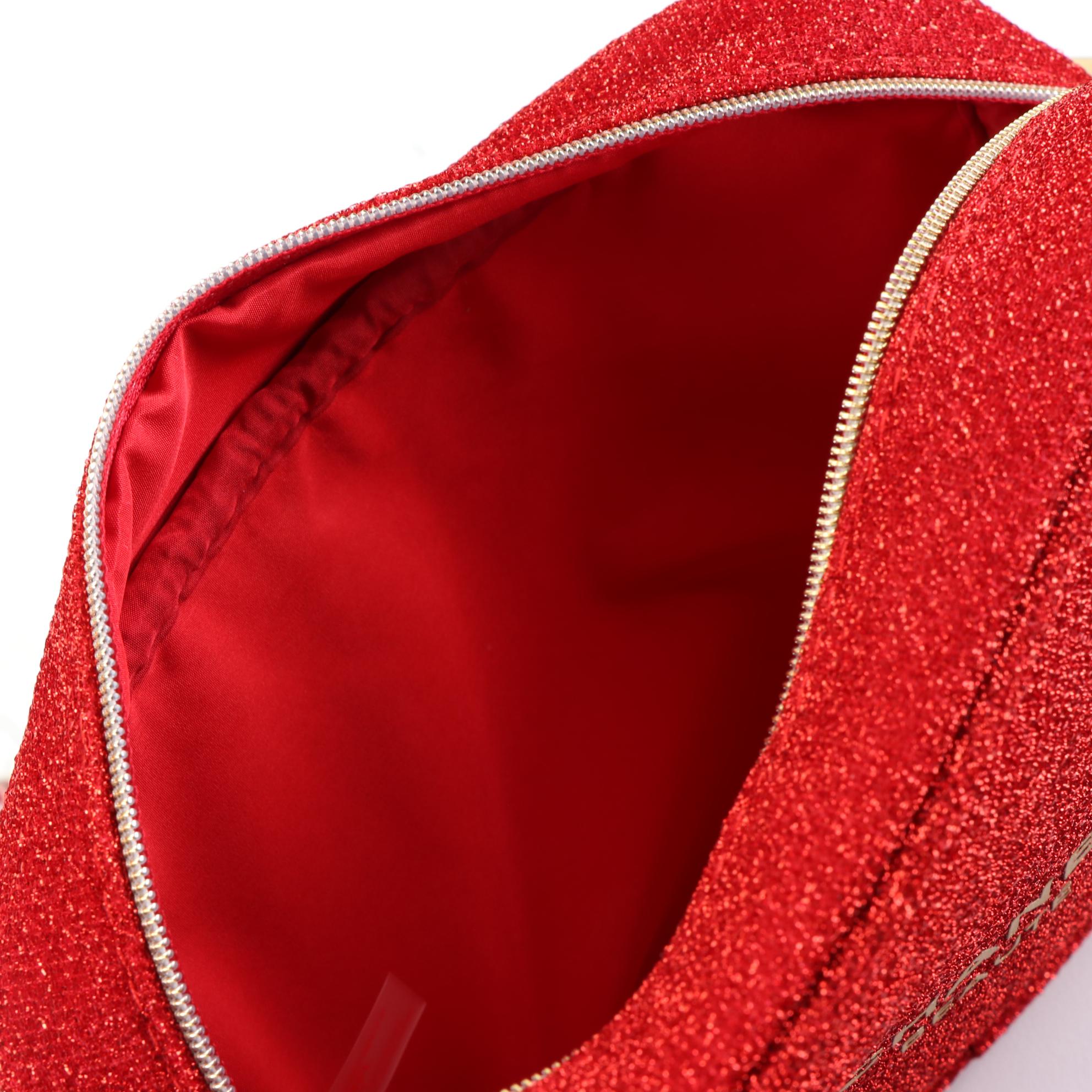 Chanel Beauté Red Glitter Cosmetic Crossbody Bag