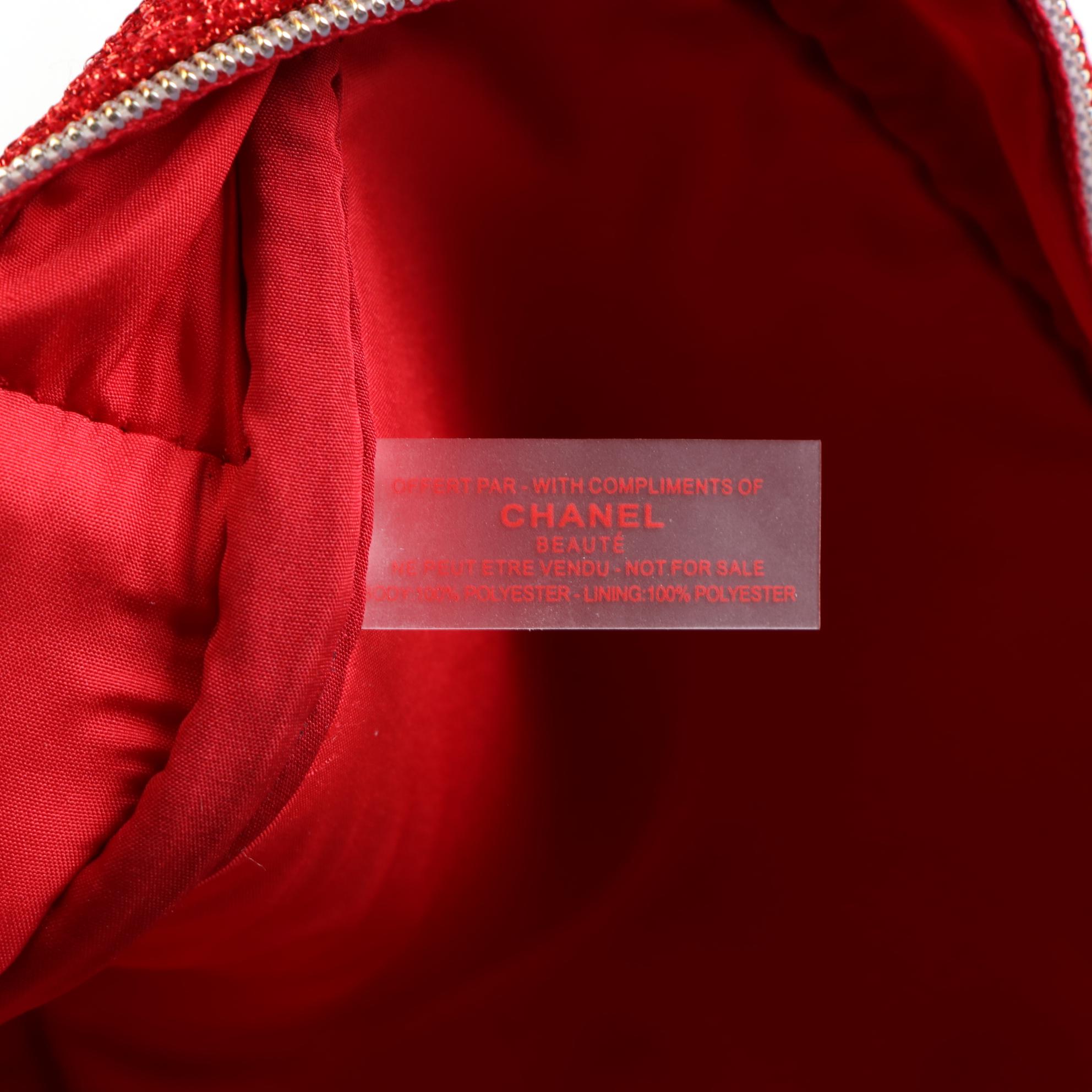 Chanel Beauté Red Glitter Cosmetic Crossbody Bag