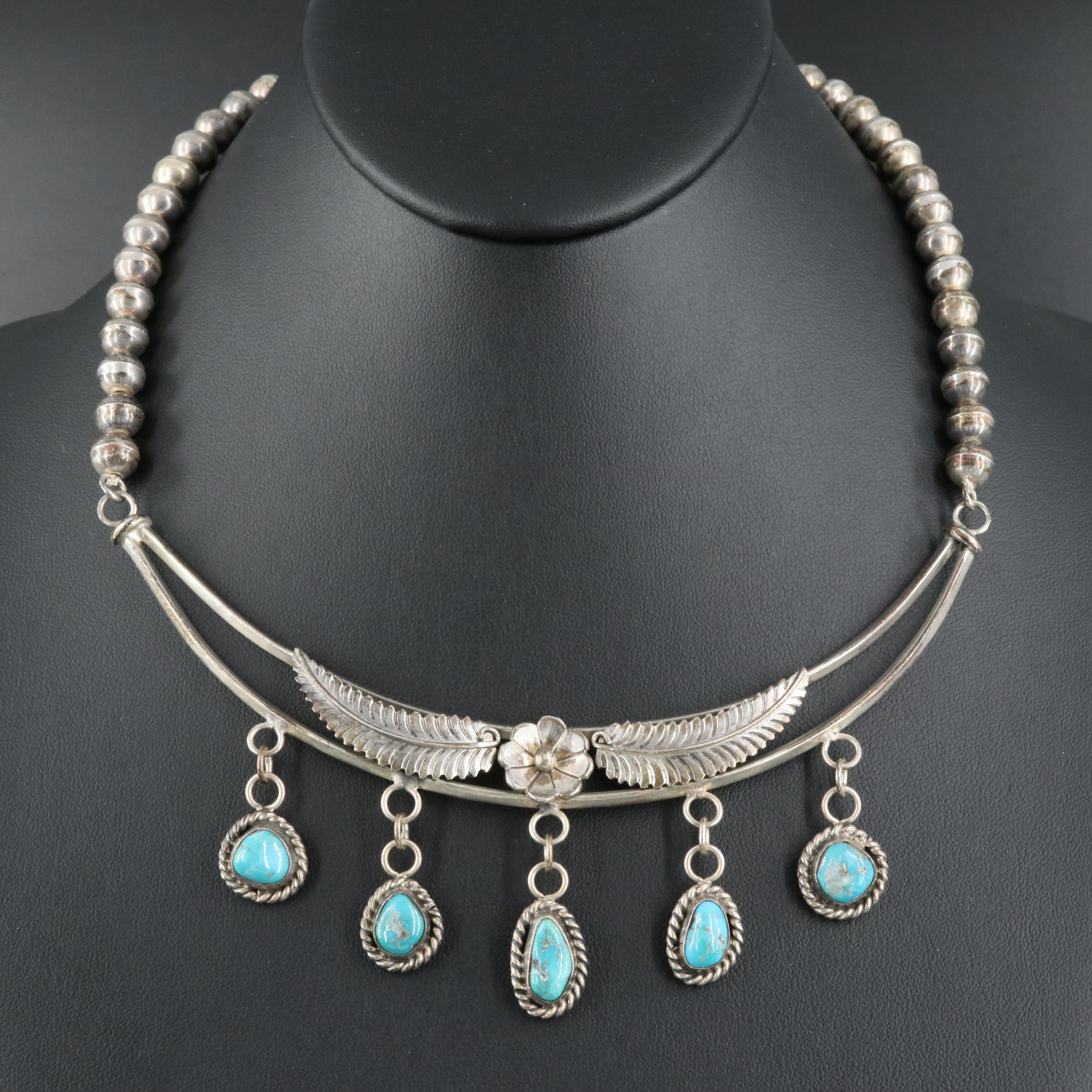Western Style Sterling Turquoise Necklace