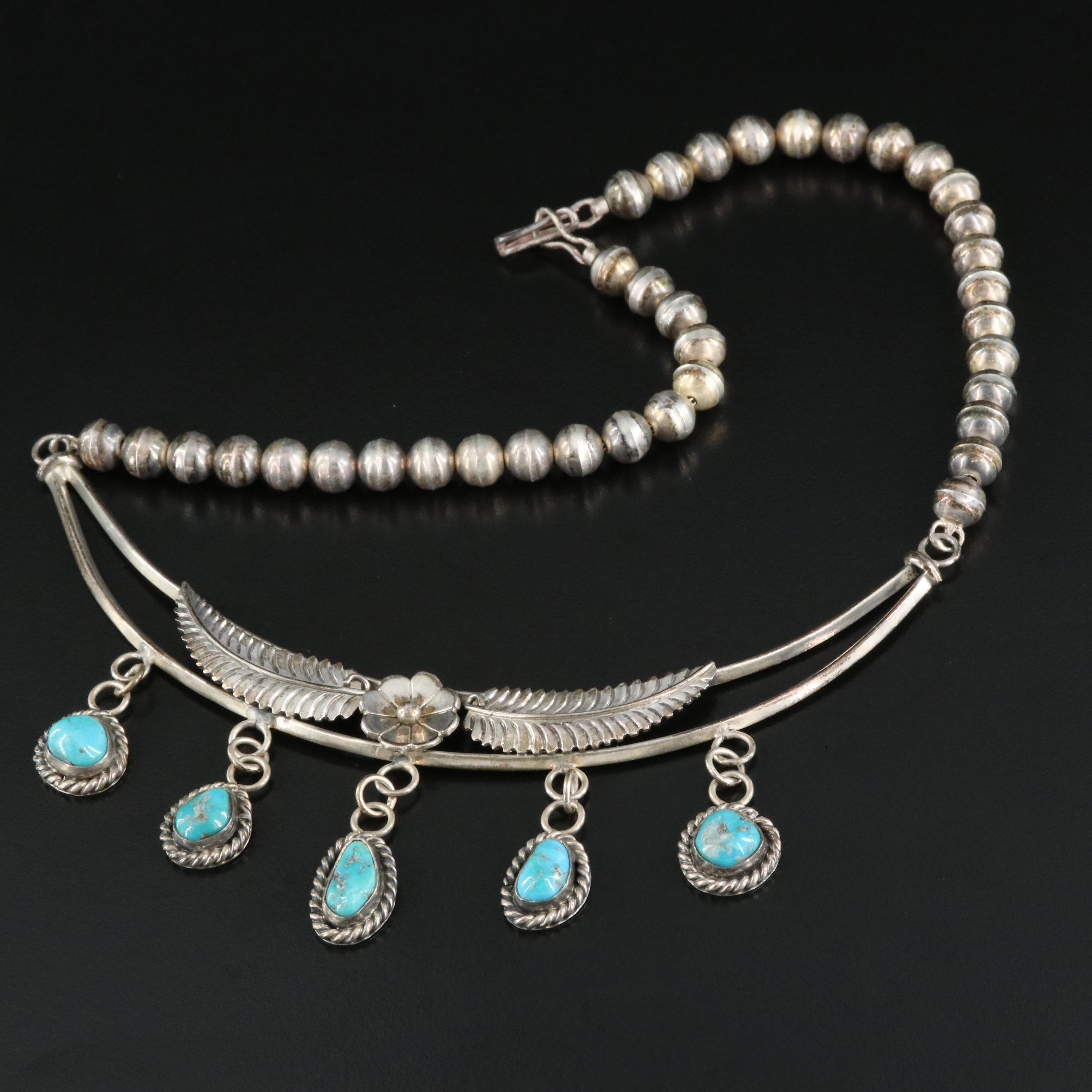 Western Style Sterling Turquoise Necklace
