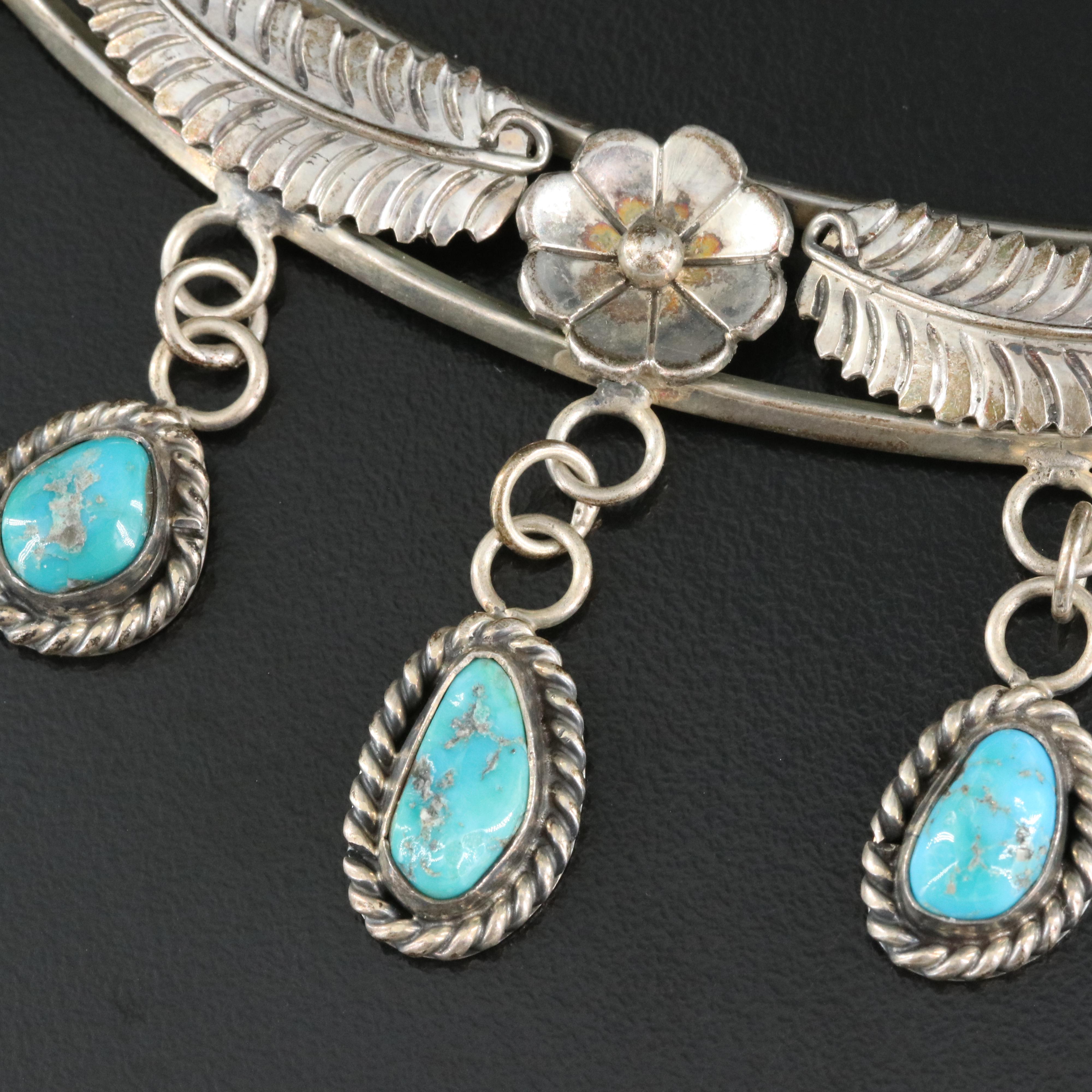 Western Style Sterling Turquoise Necklace