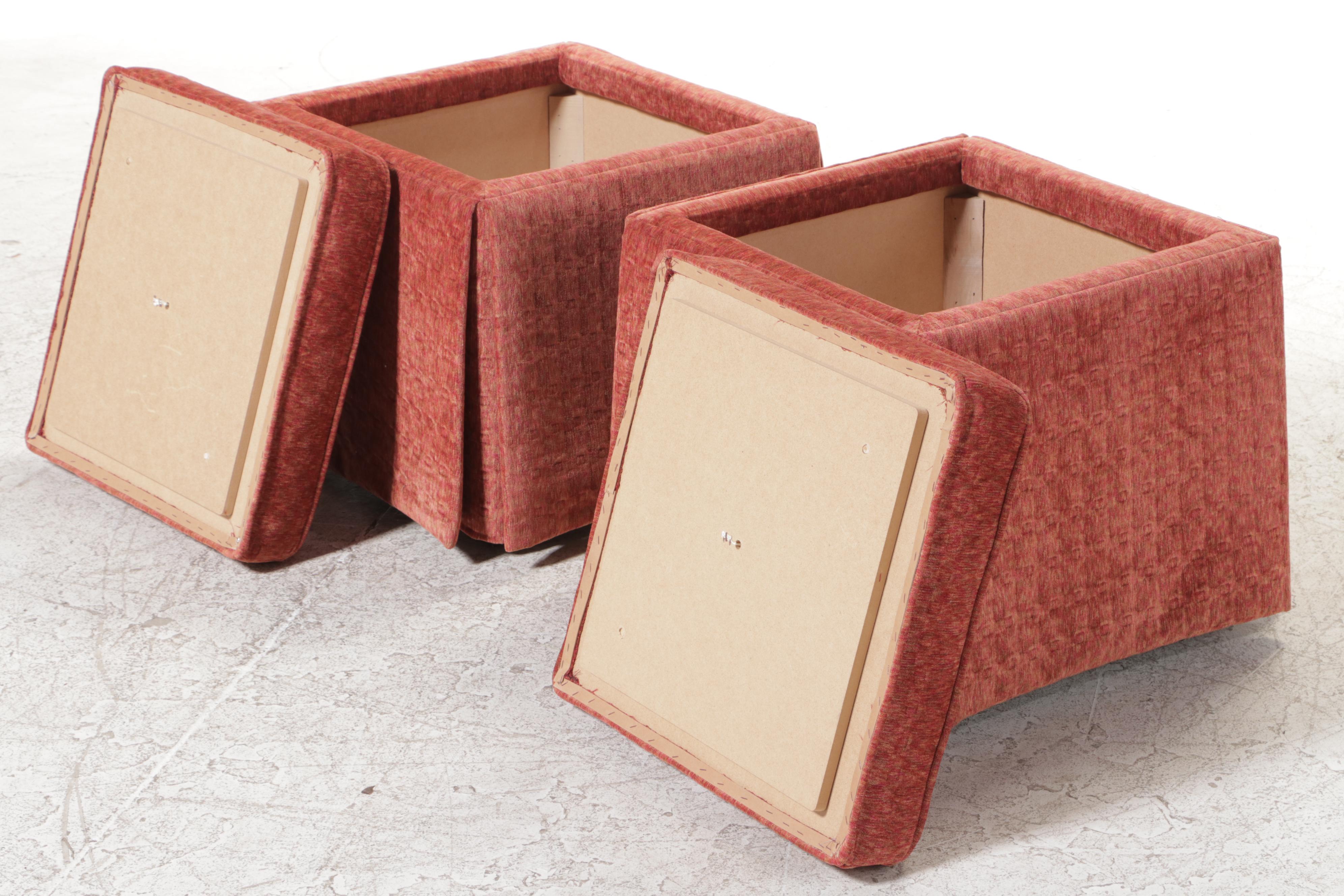 Pair of Fairfield Chair Co. Custom-Upholstered Lift-Lid Stools