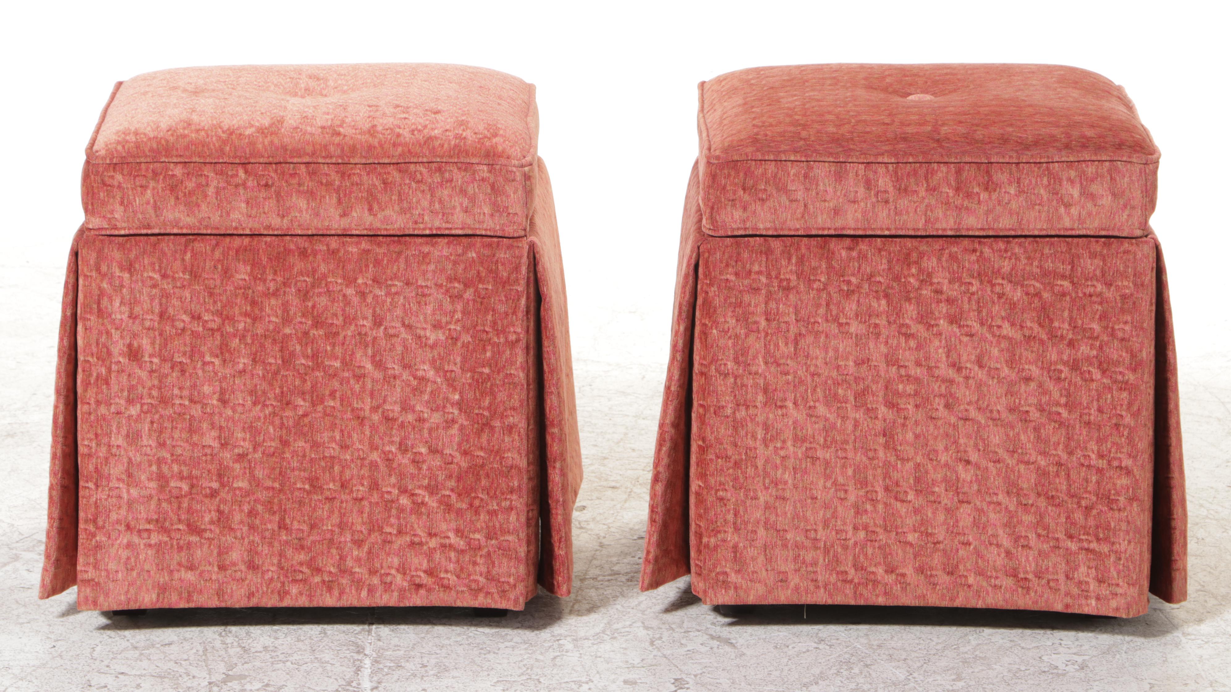 Pair of Fairfield Chair Co. Custom-Upholstered Lift-Lid Stools