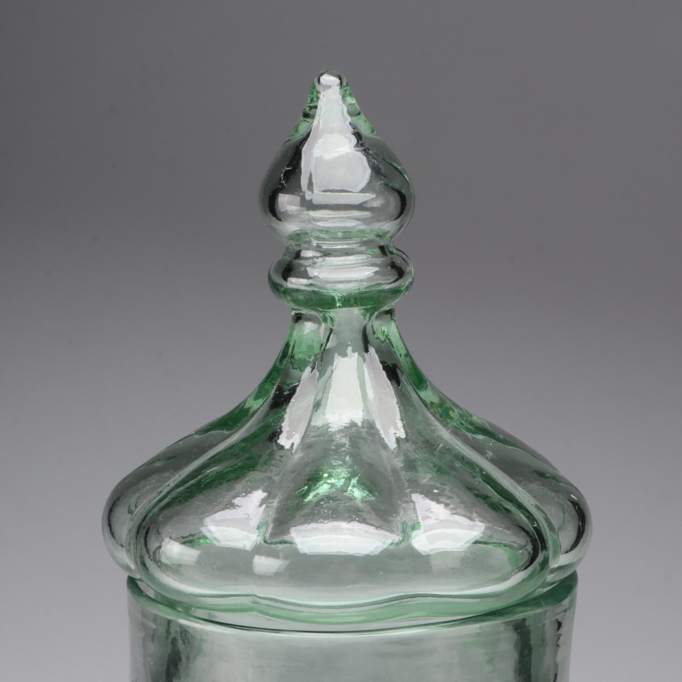 Sea Green Textured Glass Jar