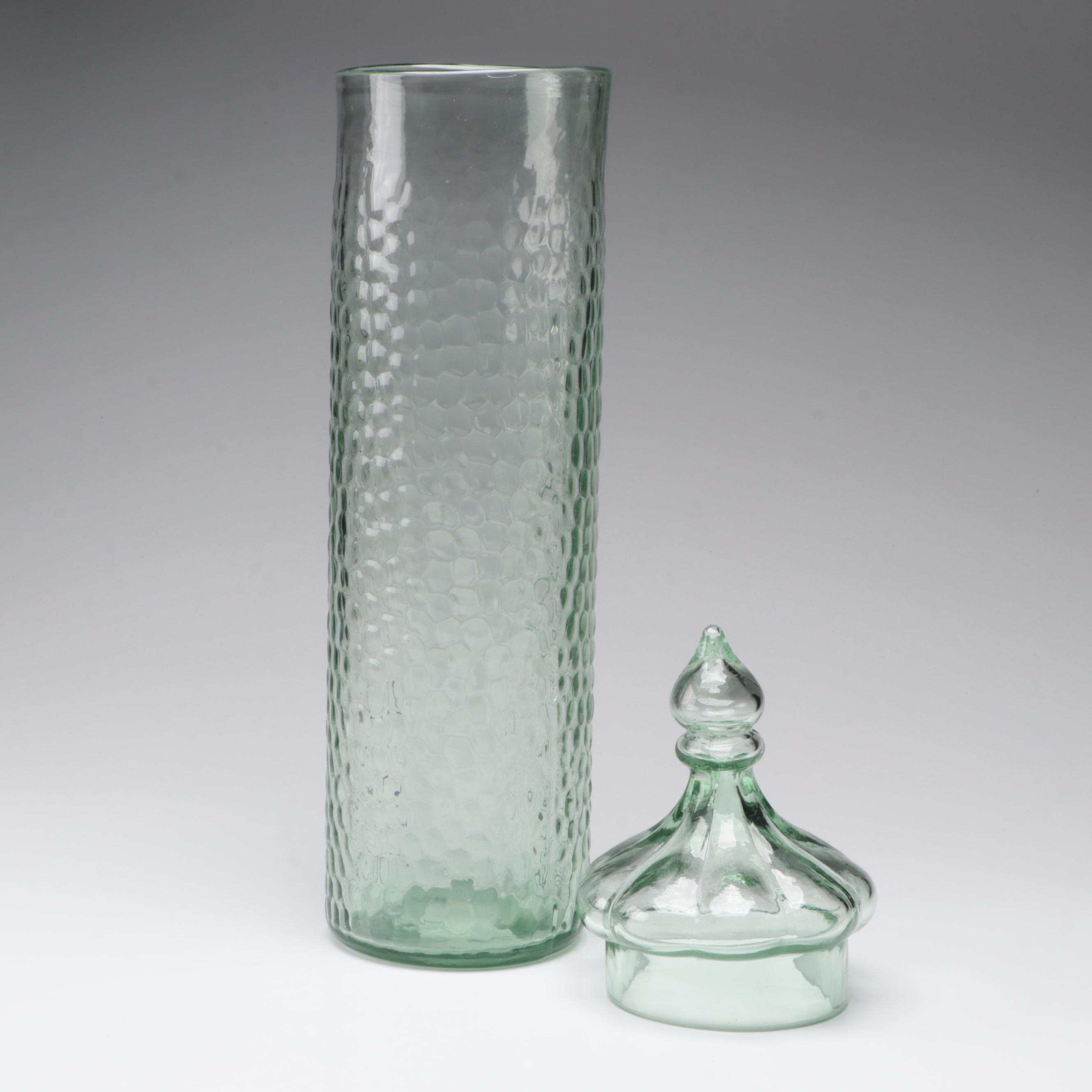 Sea Green Textured Glass Jar