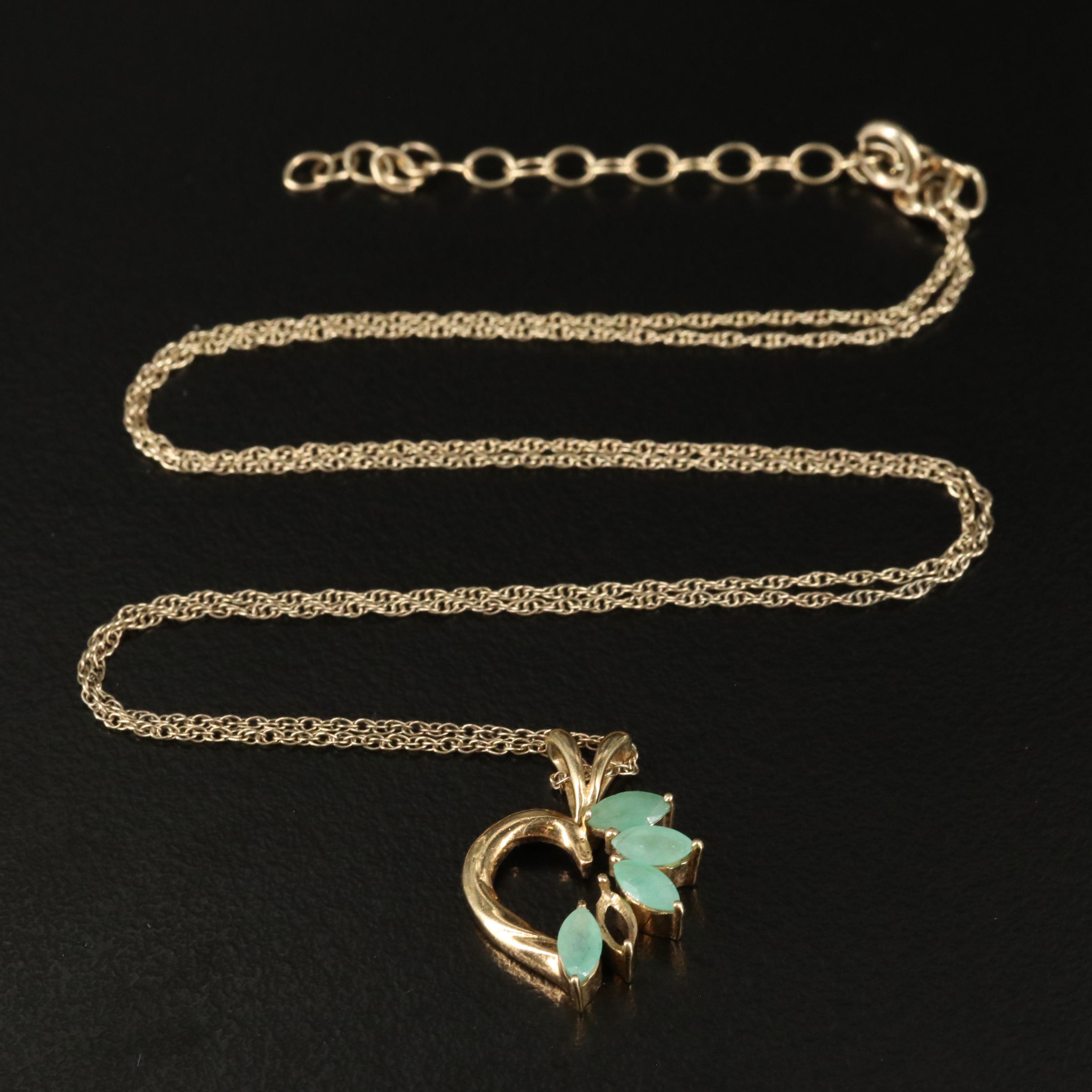 Sterling Emerald Pendant Necklace