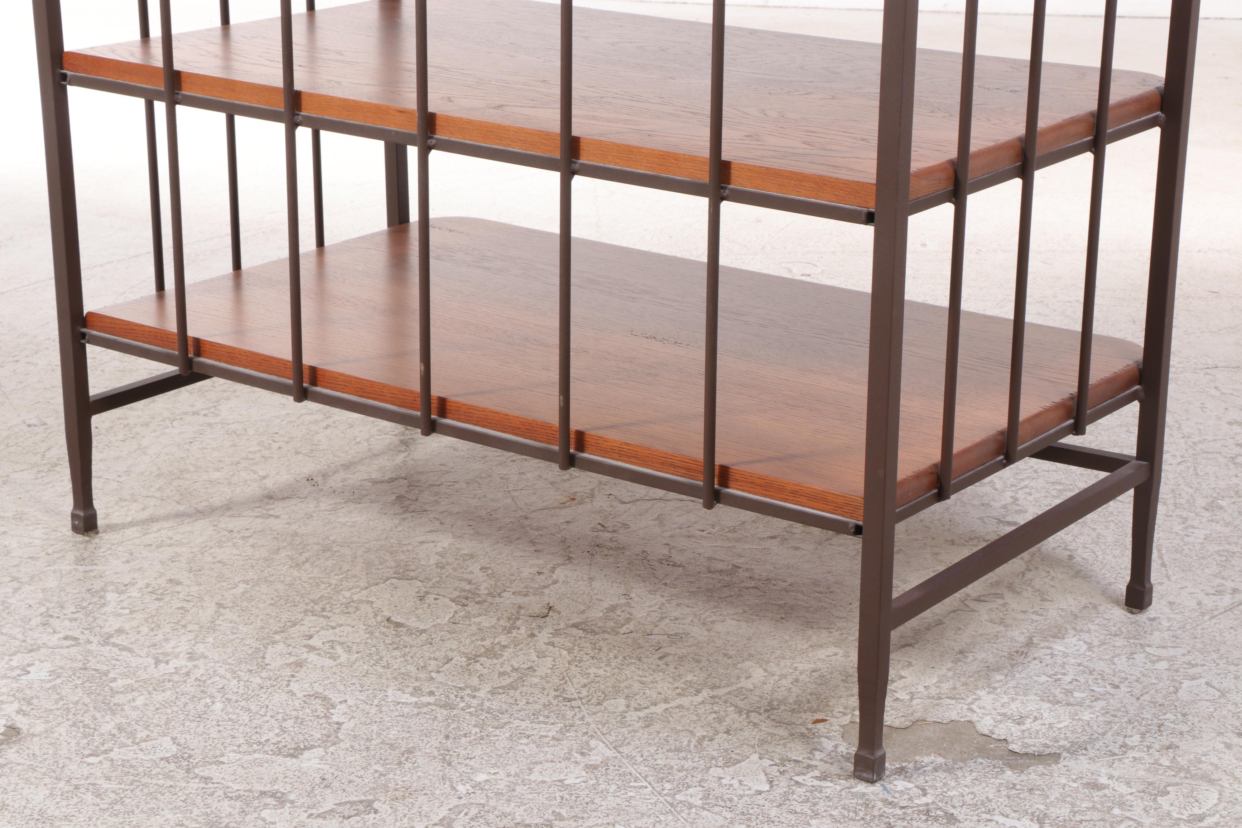 Charleston Forge Patinated Iron and Oak Four-Tier Baker's Rack