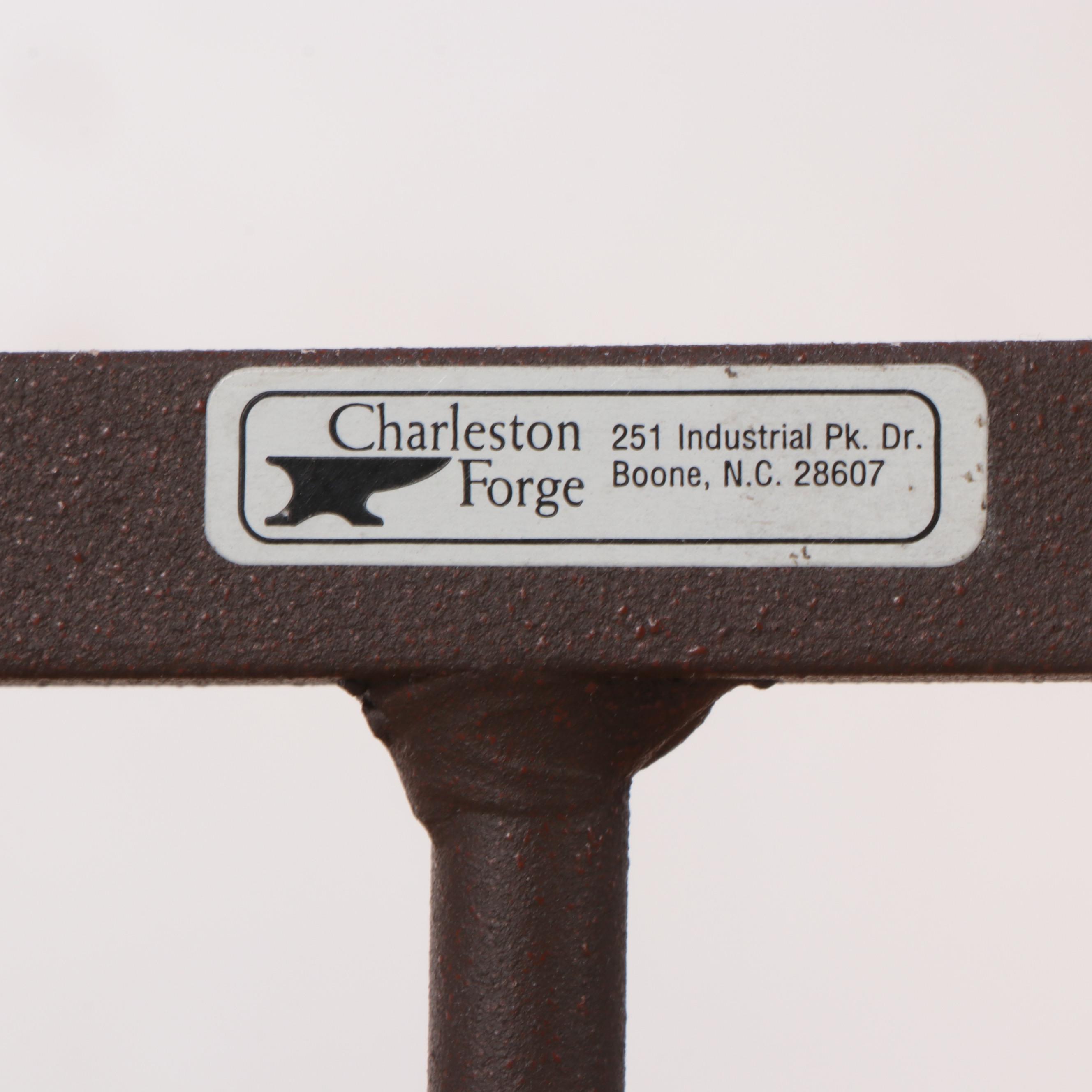 Charleston Forge Patinated Iron and Oak Four-Tier Baker's Rack