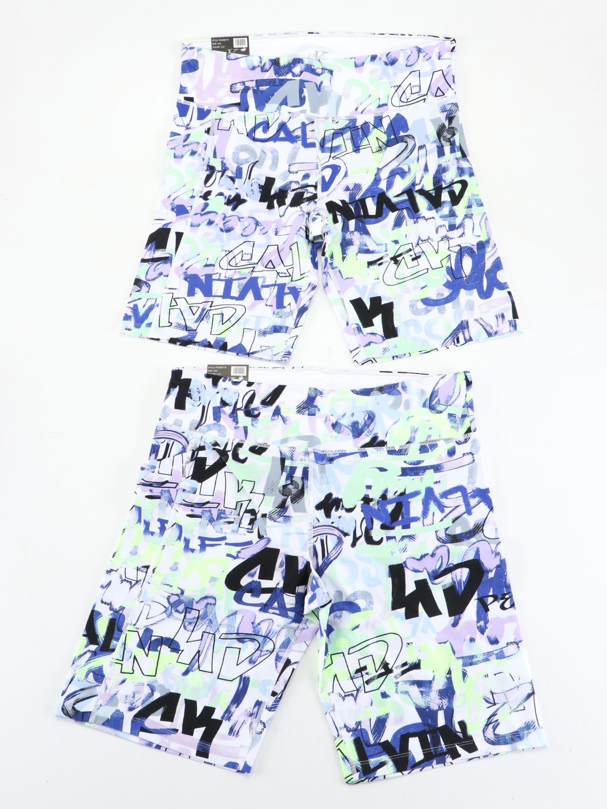 Calvin Klein Printed High-Waisted Bike Shorts, New With Tags