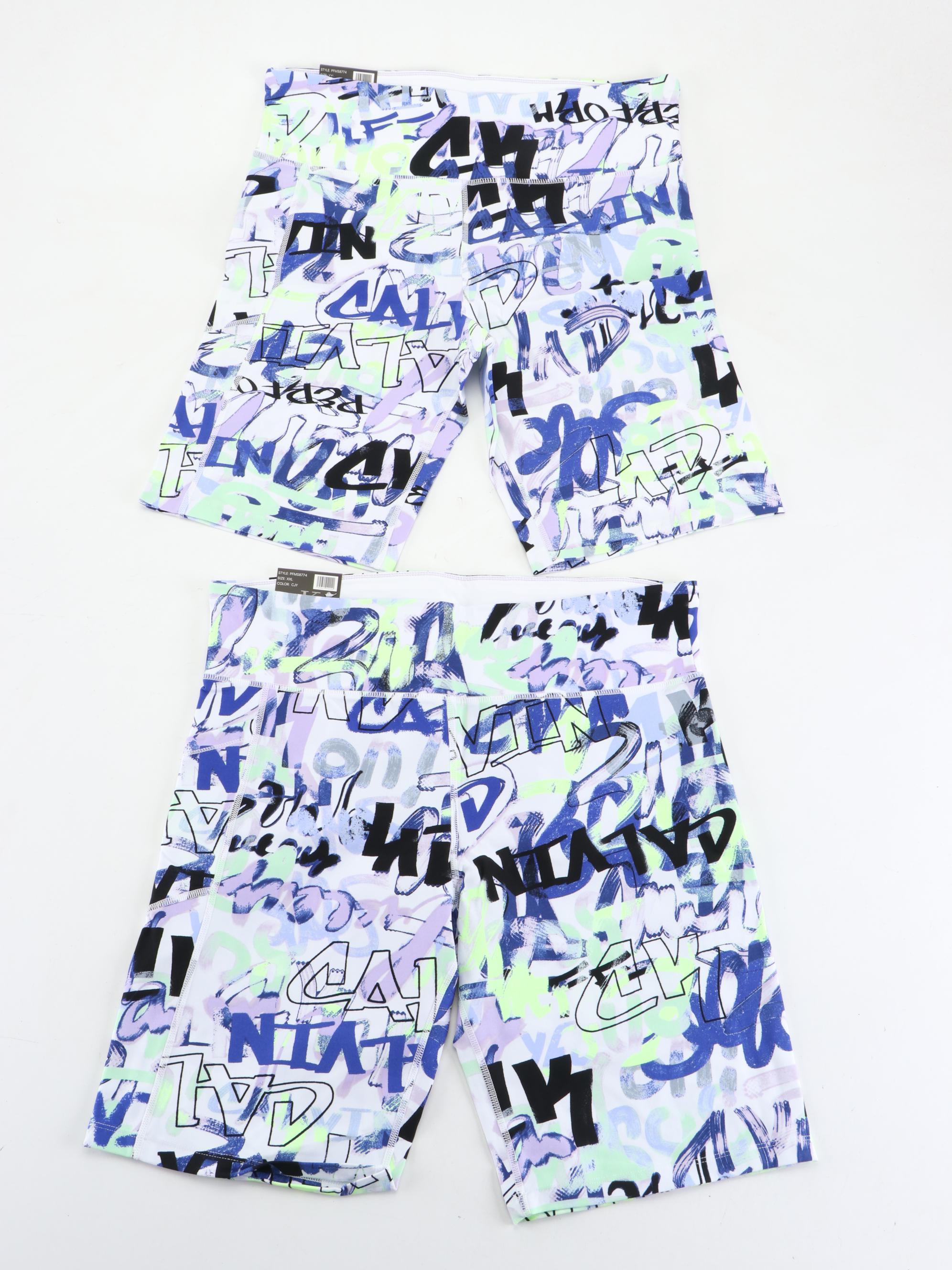 Calvin Klein Printed High-Waisted Bike Shorts, New With Tags