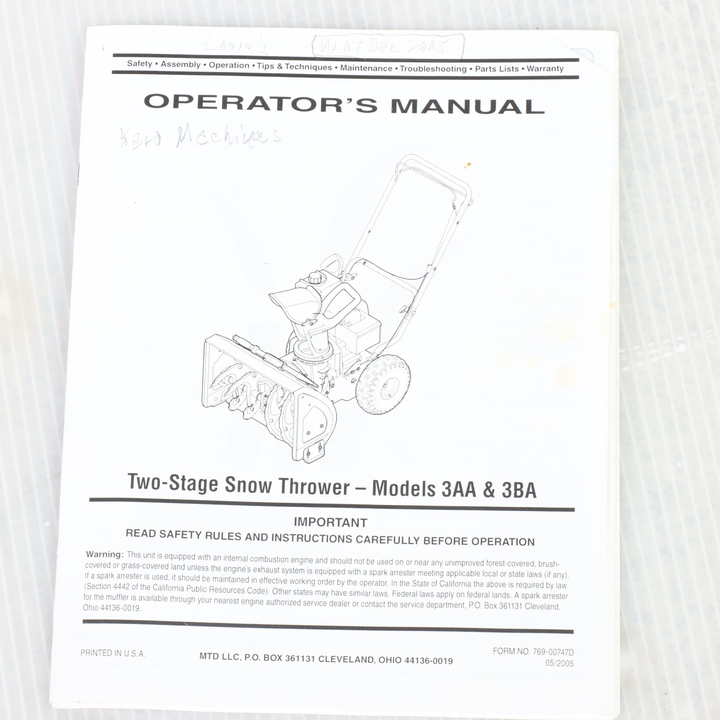 Snow King Yard Machines 22" Self Propelled Snow Thrower