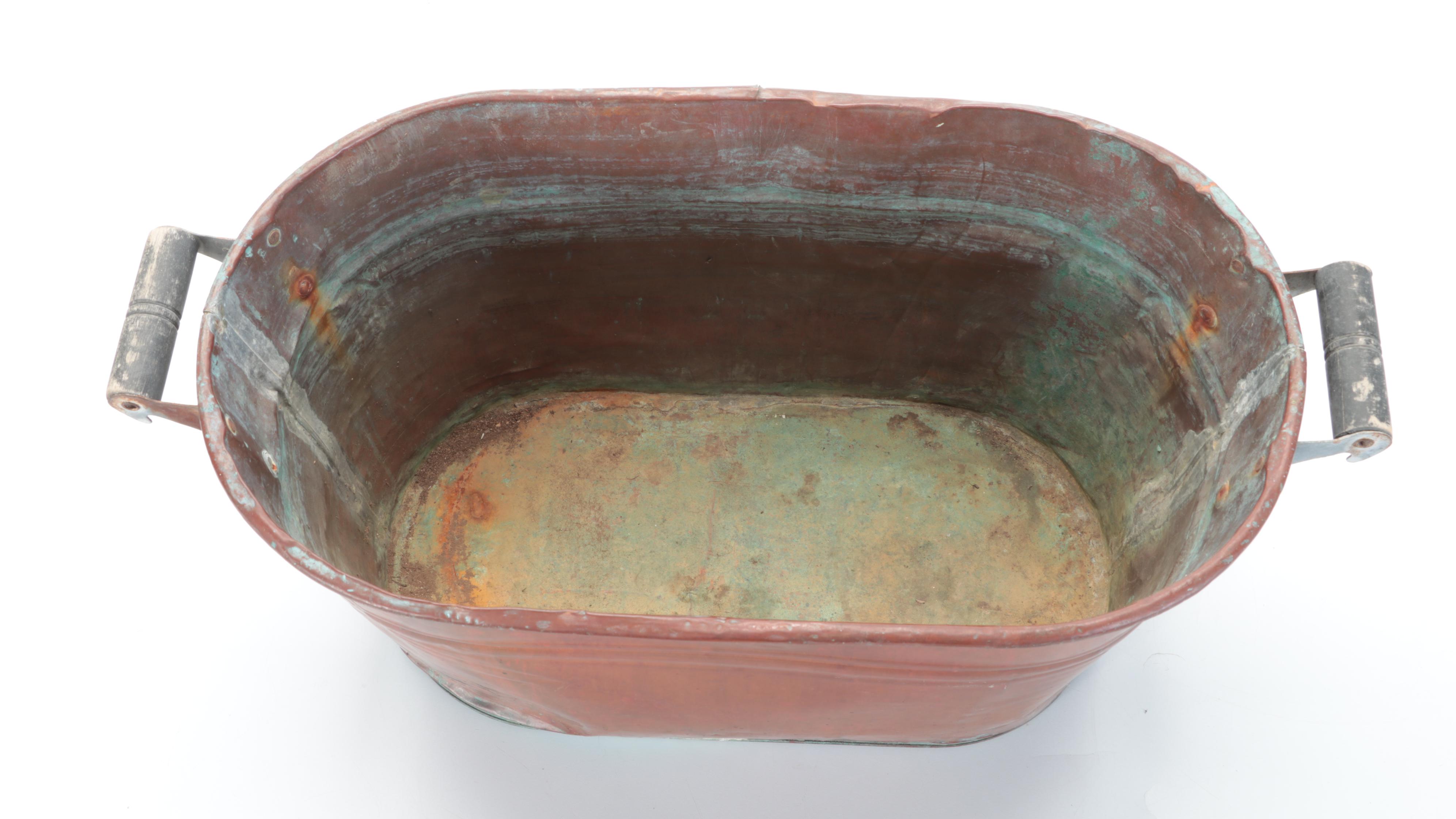 Copper Boiler Tub With Carson Industries Cast Aluminum Sundial