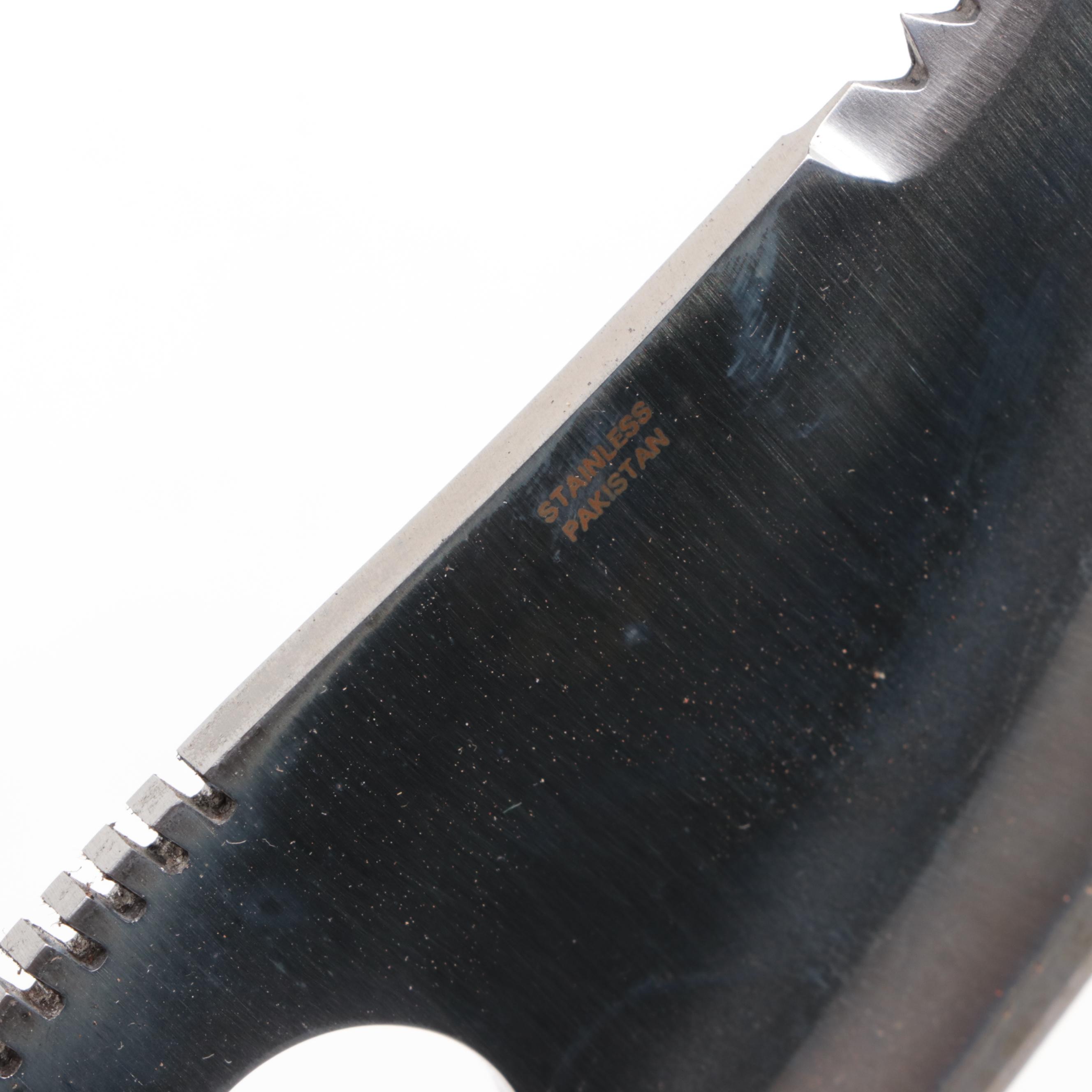 Wooden-Handled and Stainless Steel Giant Skinner Knife with Scabbard