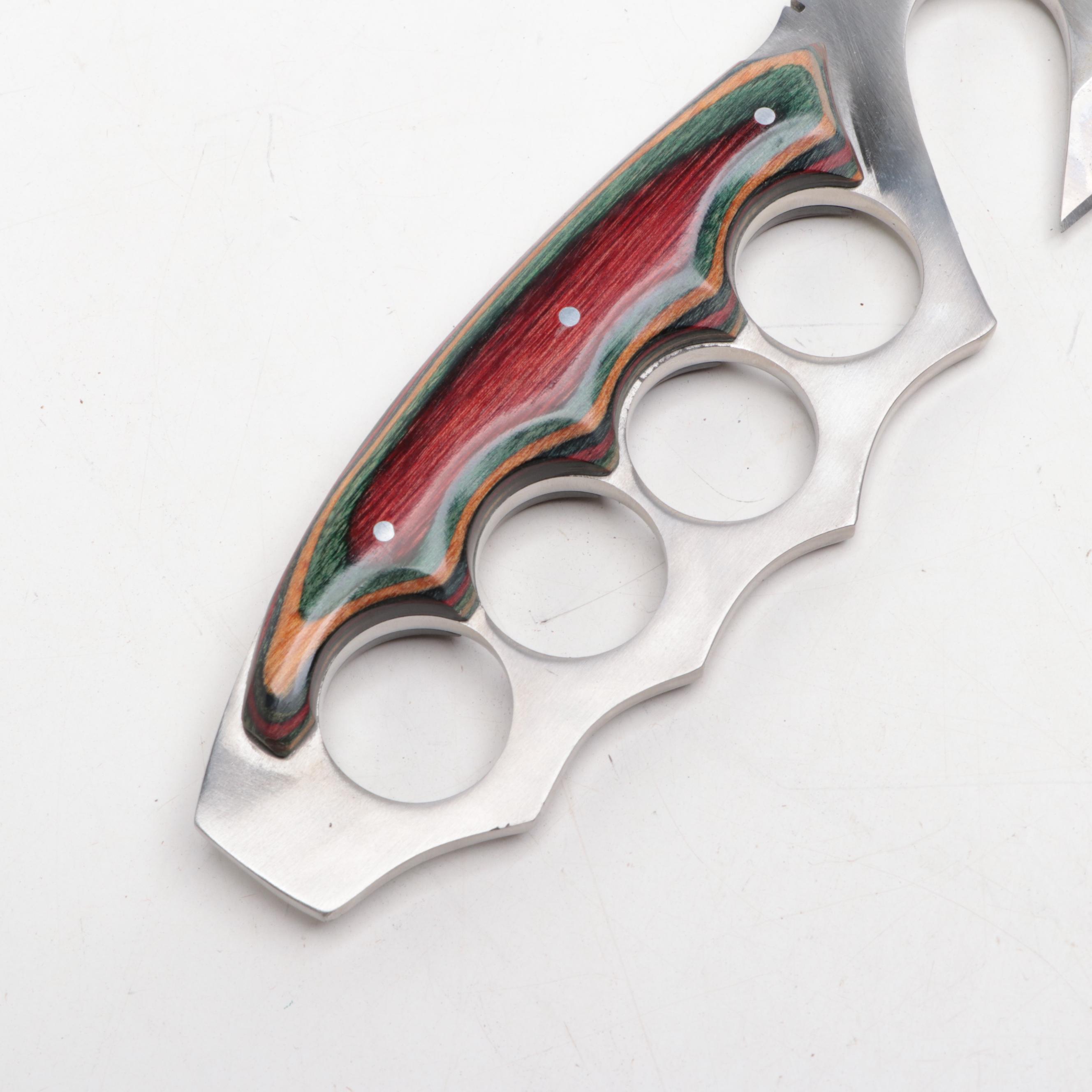 Wooden-Handled and Stainless Steel Giant Skinner Knife with Scabbard