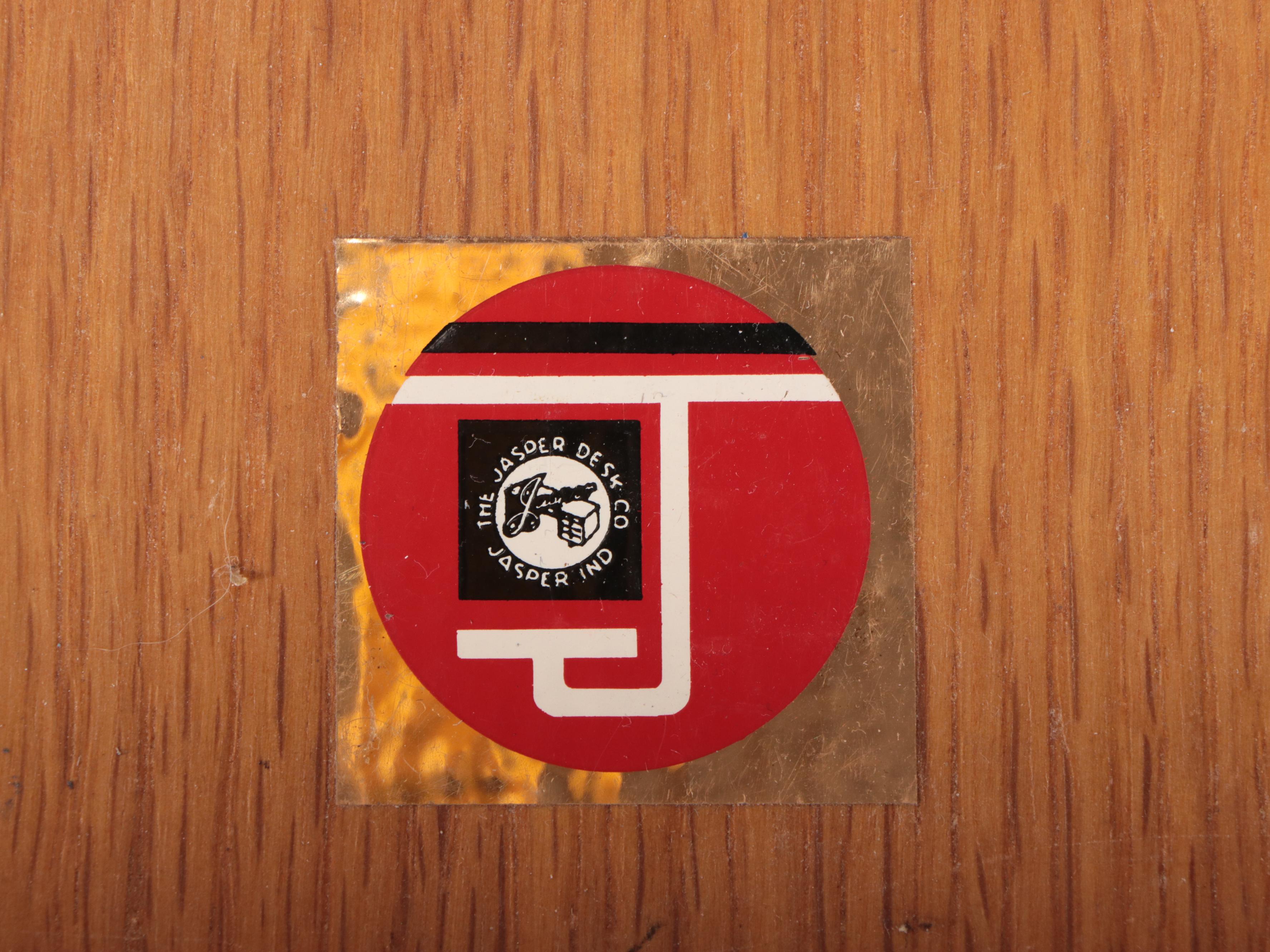 The Jasper Desk Co. Oak Double-Pedestal Desk, Mid-20th Century