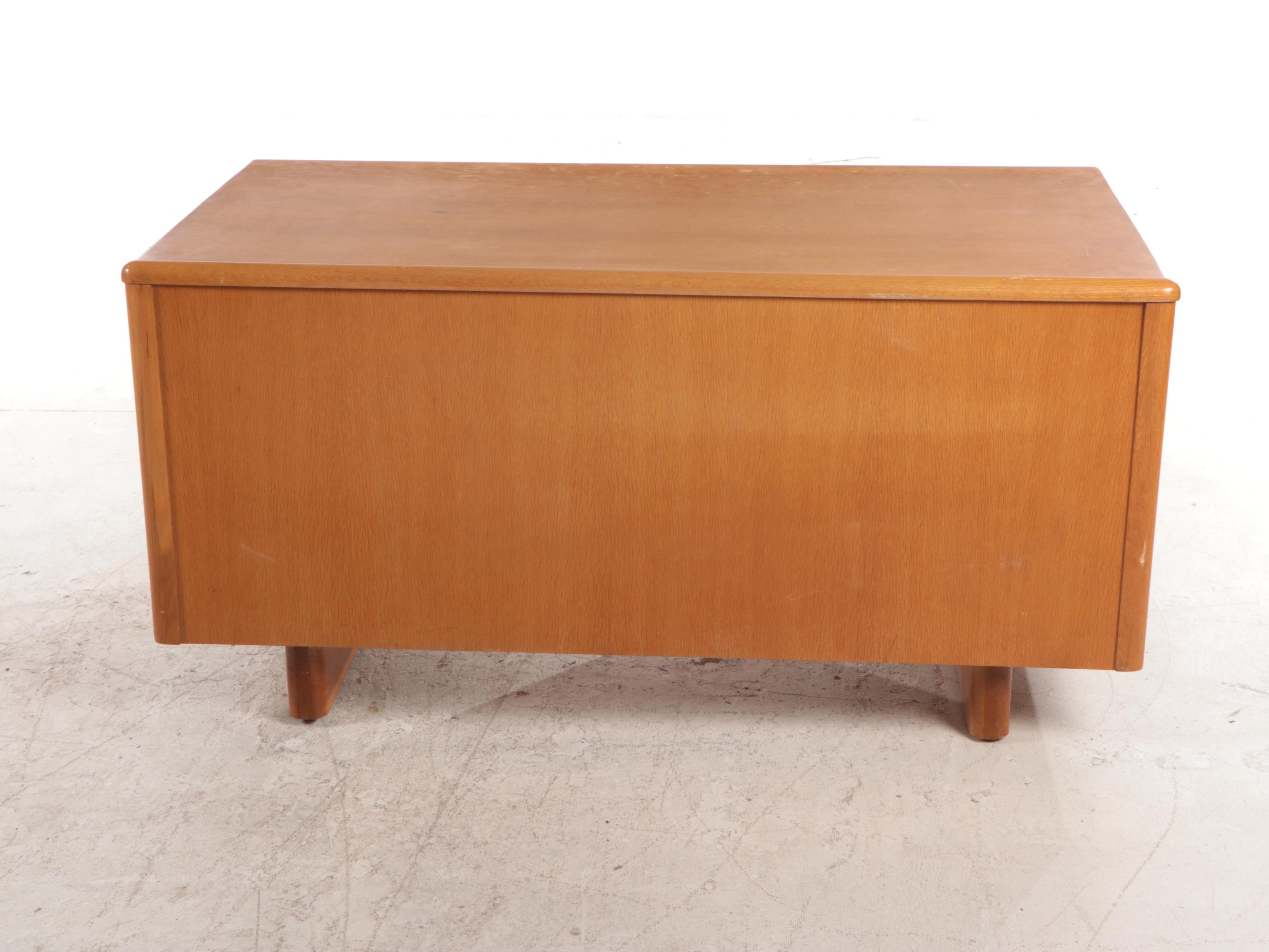 The Jasper Desk Co. Oak Double-Pedestal Desk, Mid-20th Century