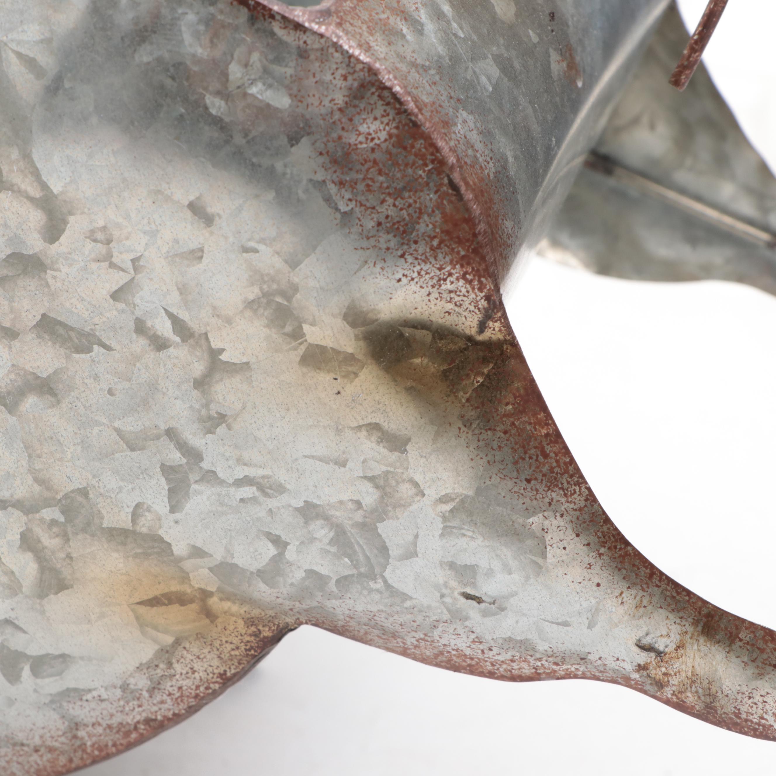 Galvanized Metal Flying Pig Figural Hanging Planters