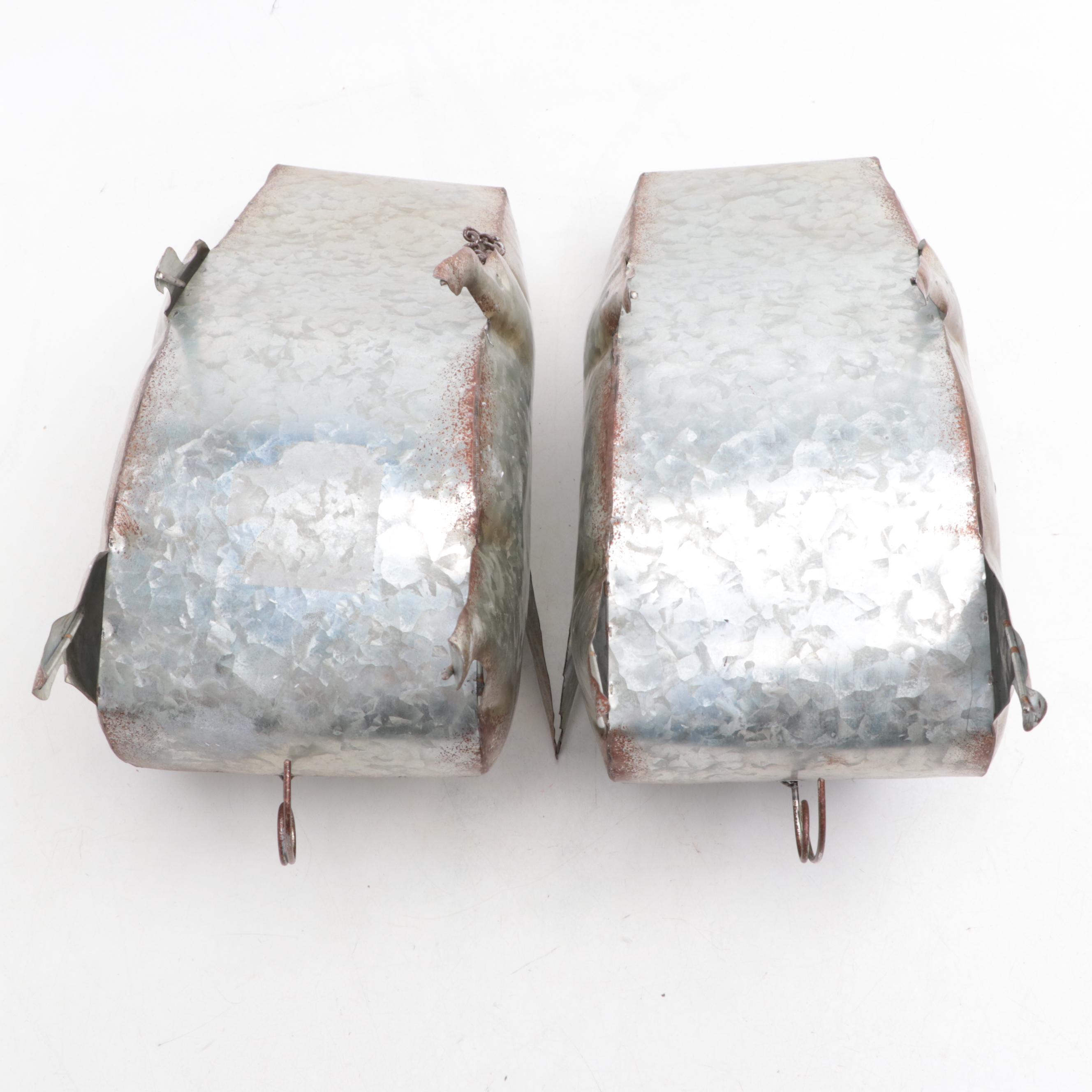 Galvanized Metal Flying Pig Figural Hanging Planters