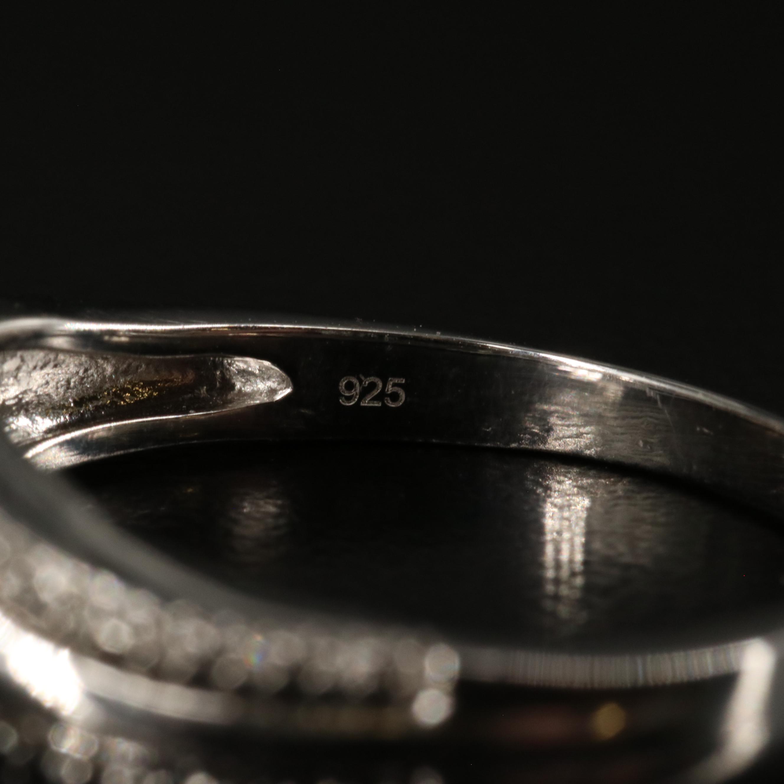 Sterling Diamond V Shaped Ring, Necklace, and Stud Earrings