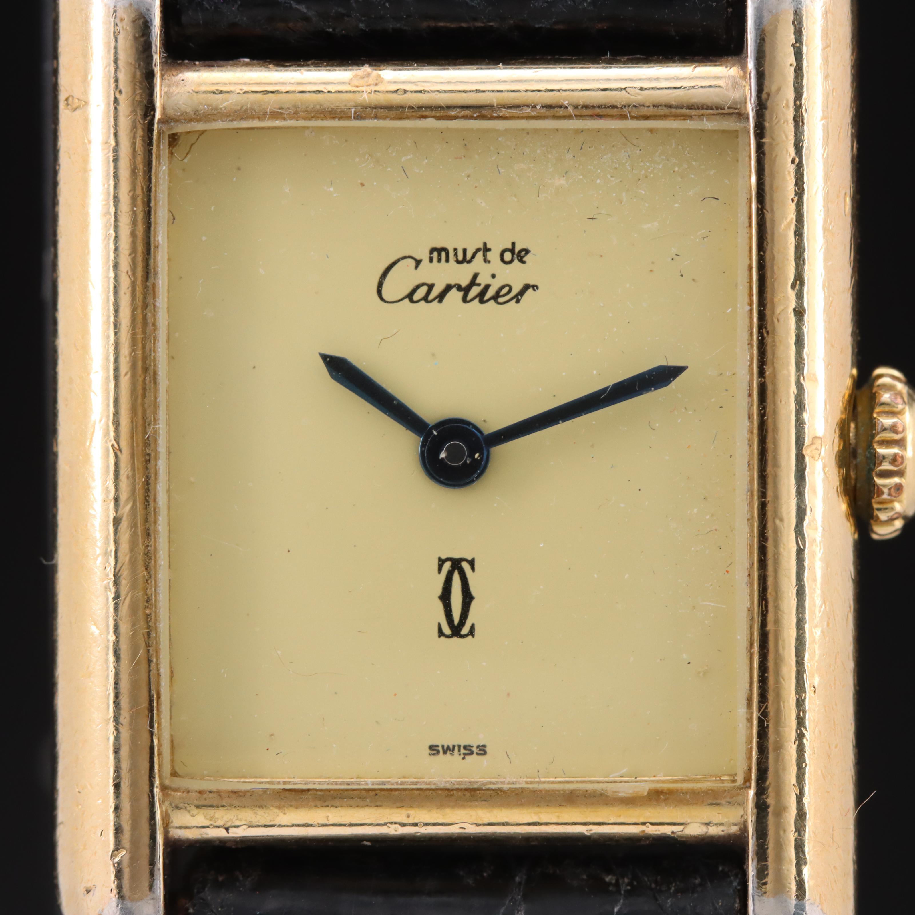 1980s Cartier Must de Cartier Stem Wind Tank Watch