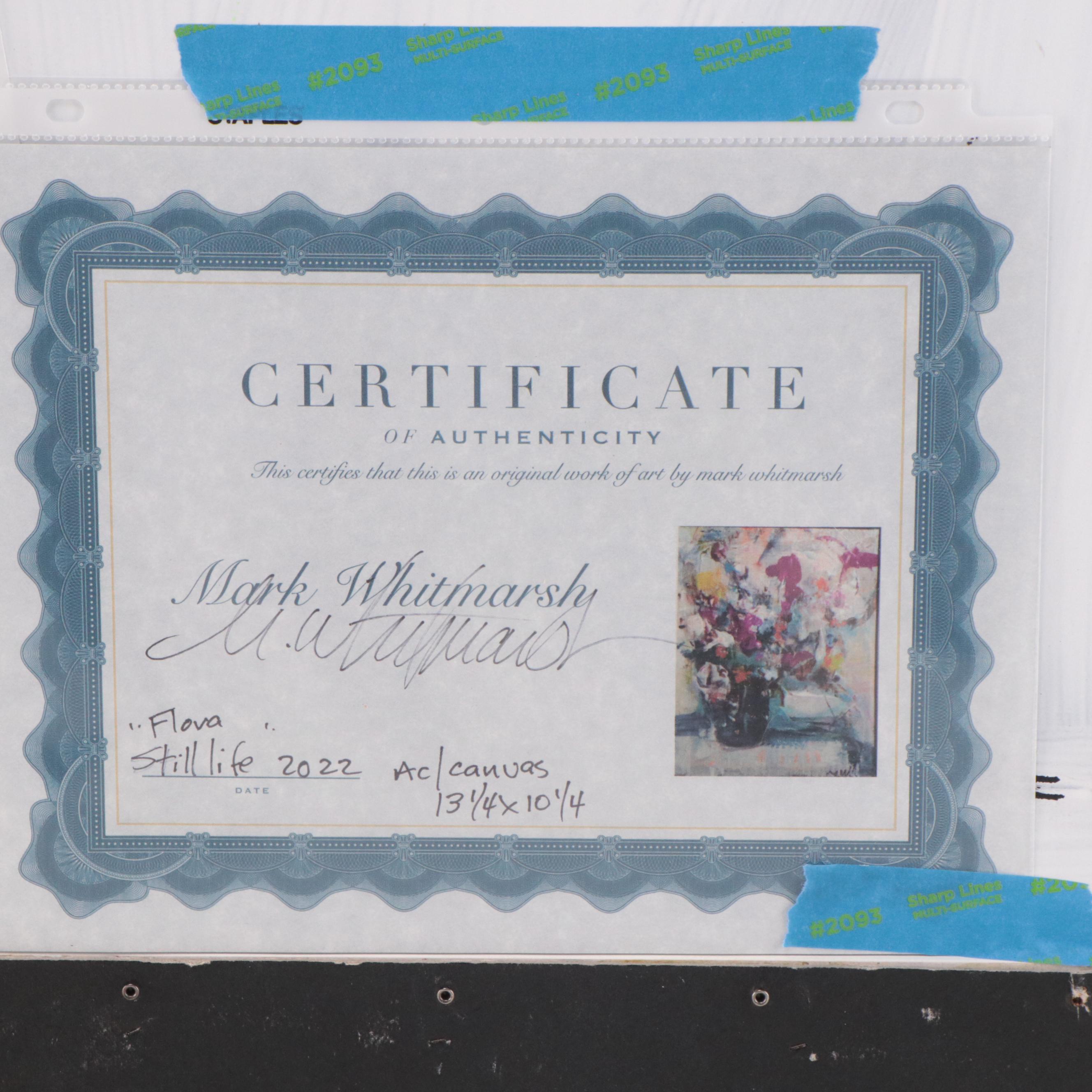 Mark Whitmarsh Acrylic Painting "Flora Still Life," 2022