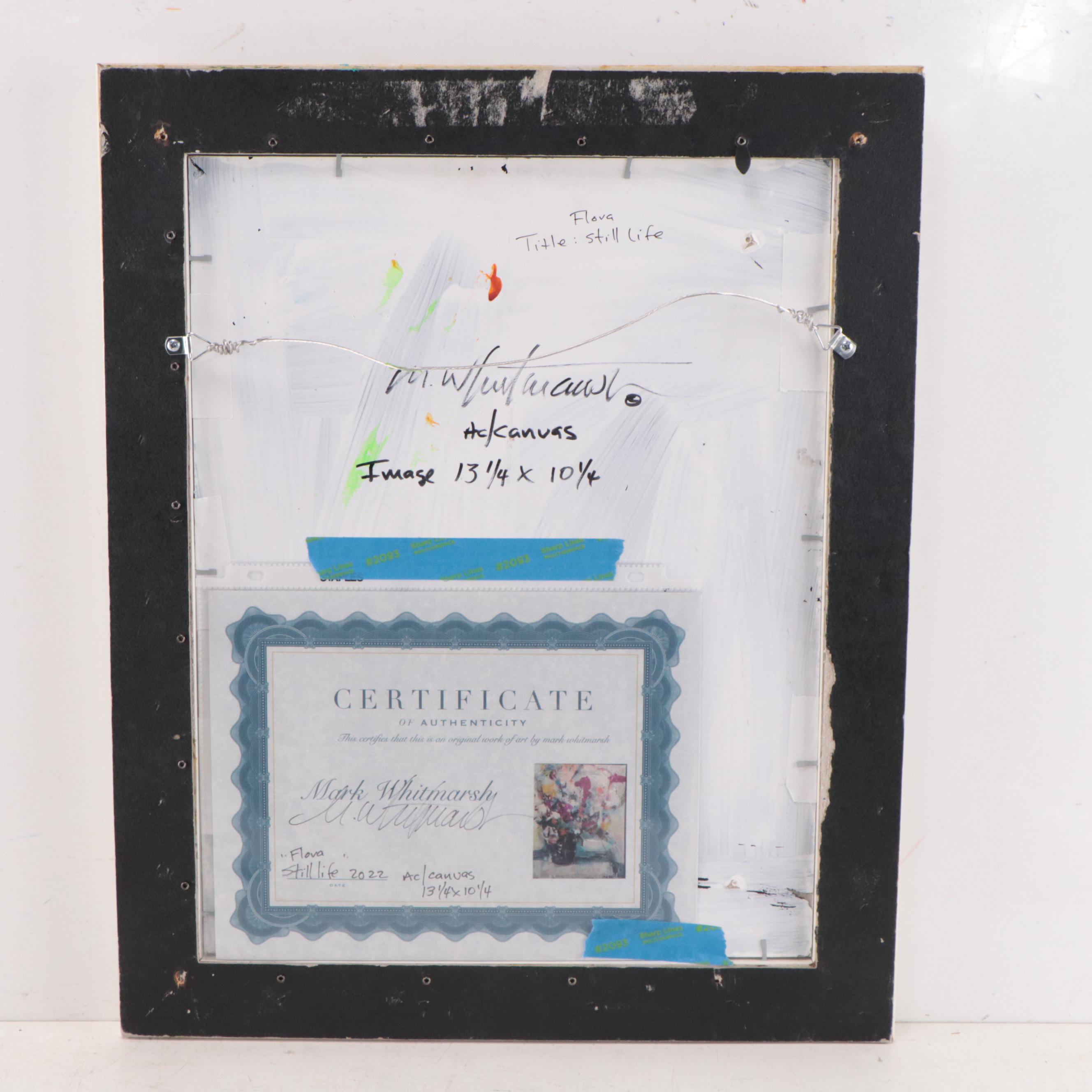 Mark Whitmarsh Acrylic Painting "Flora Still Life," 2022